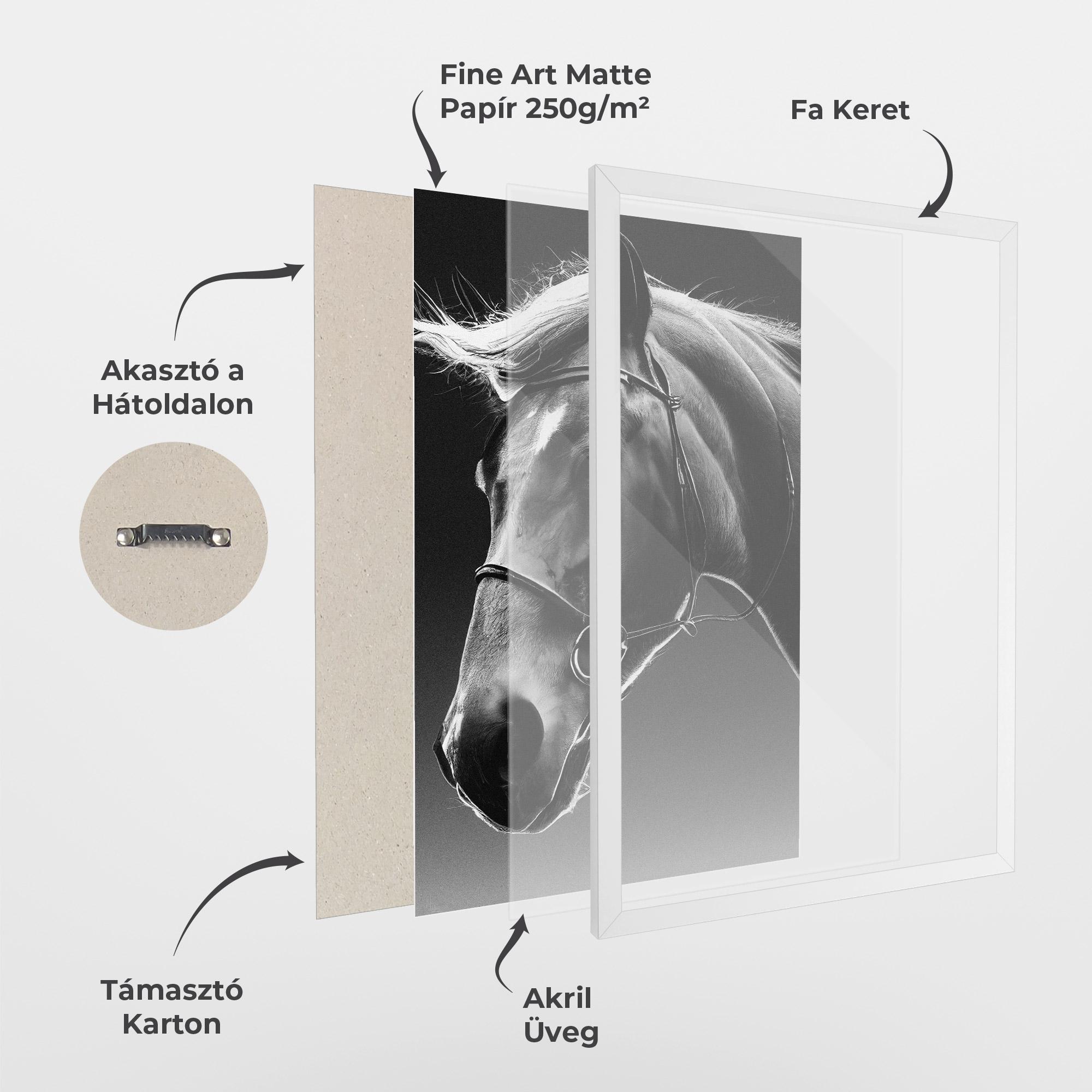 Keretezett Poszter Black Horse Profile mockup 1