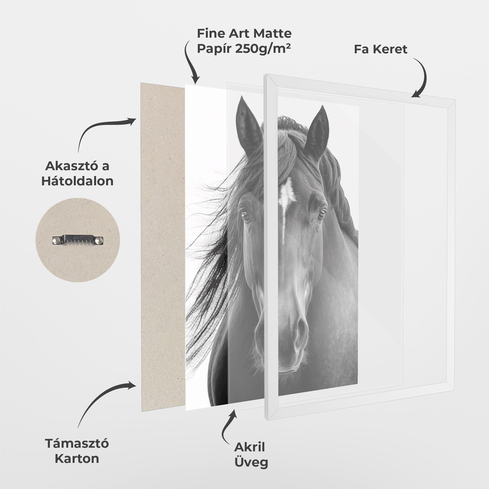 Keretezett Poszter Close Up Horse mockup 1