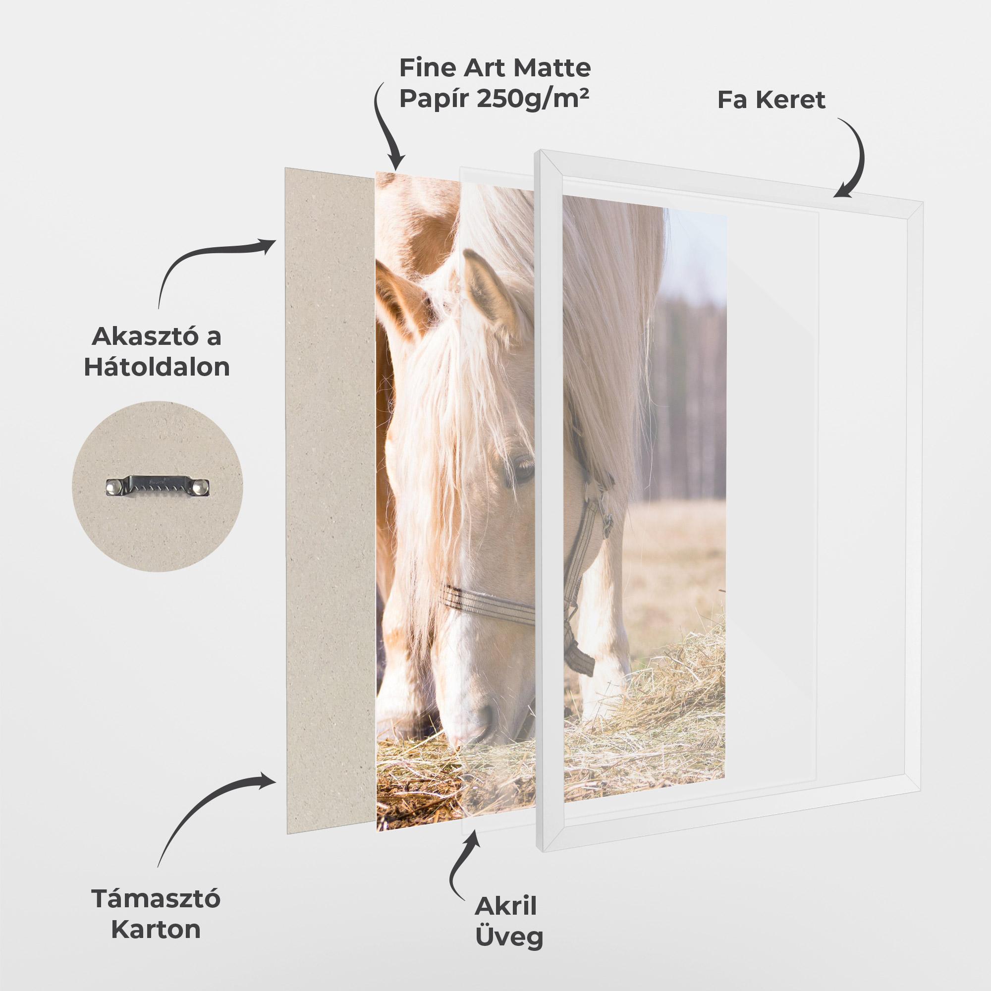 Keretezett Poszter Cream Horse Eating mockup 1