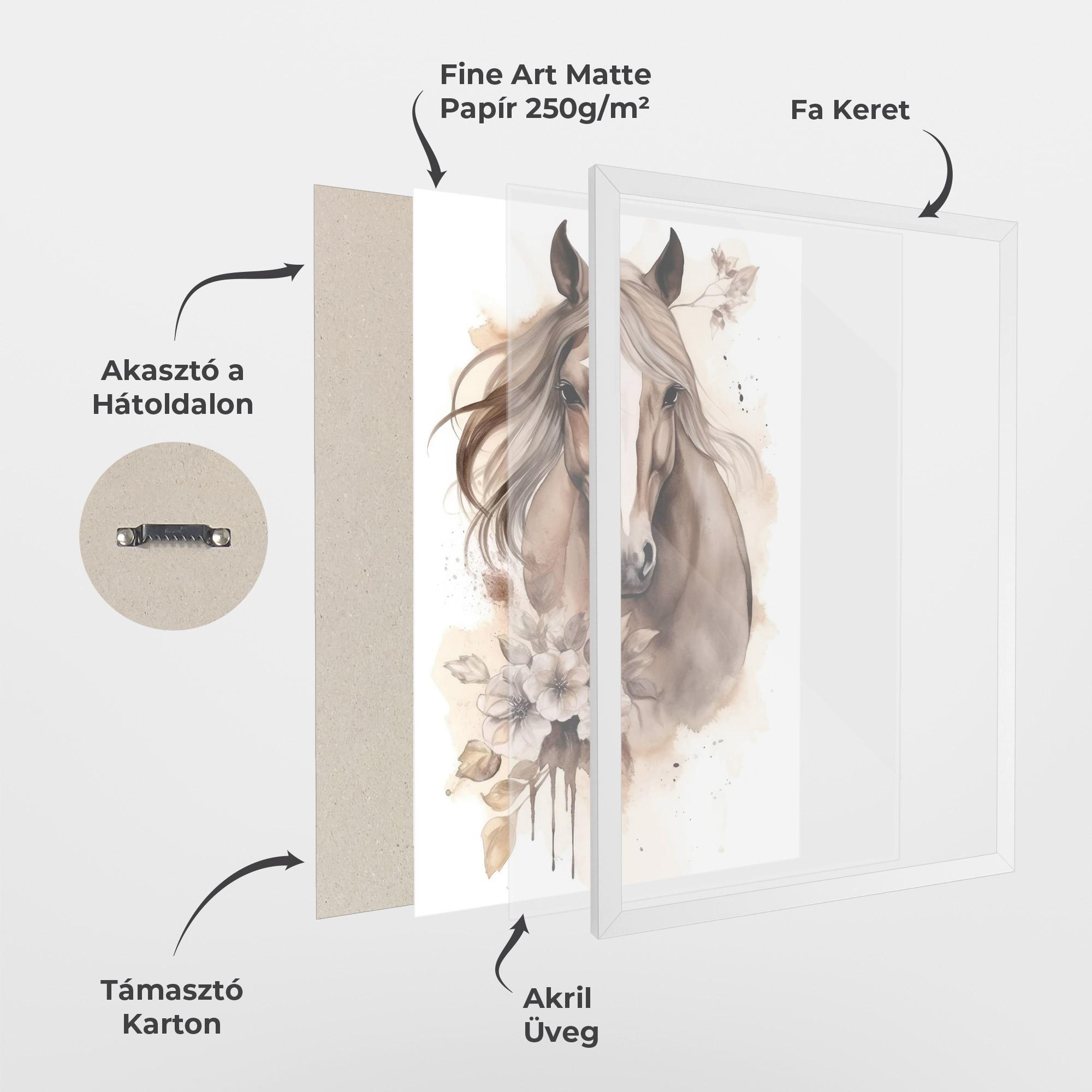 Keretezett Poszter Flower Brown Horse mockup 1