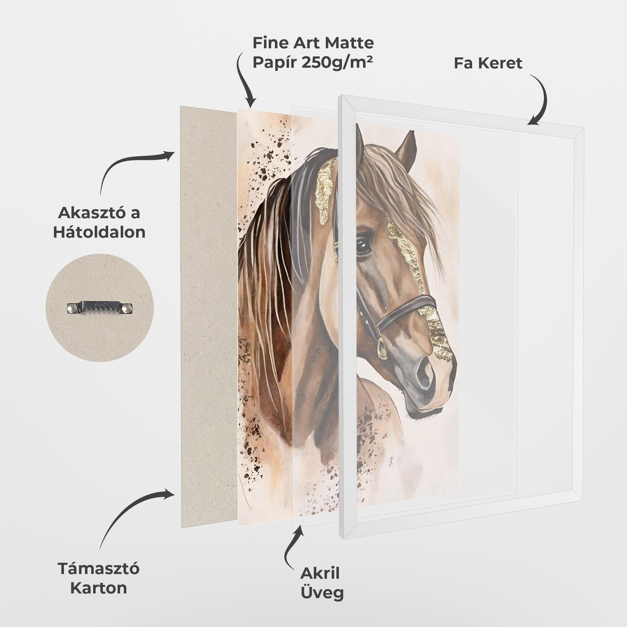 Keretezett Poszter Gold Horse Painting mockup 1
