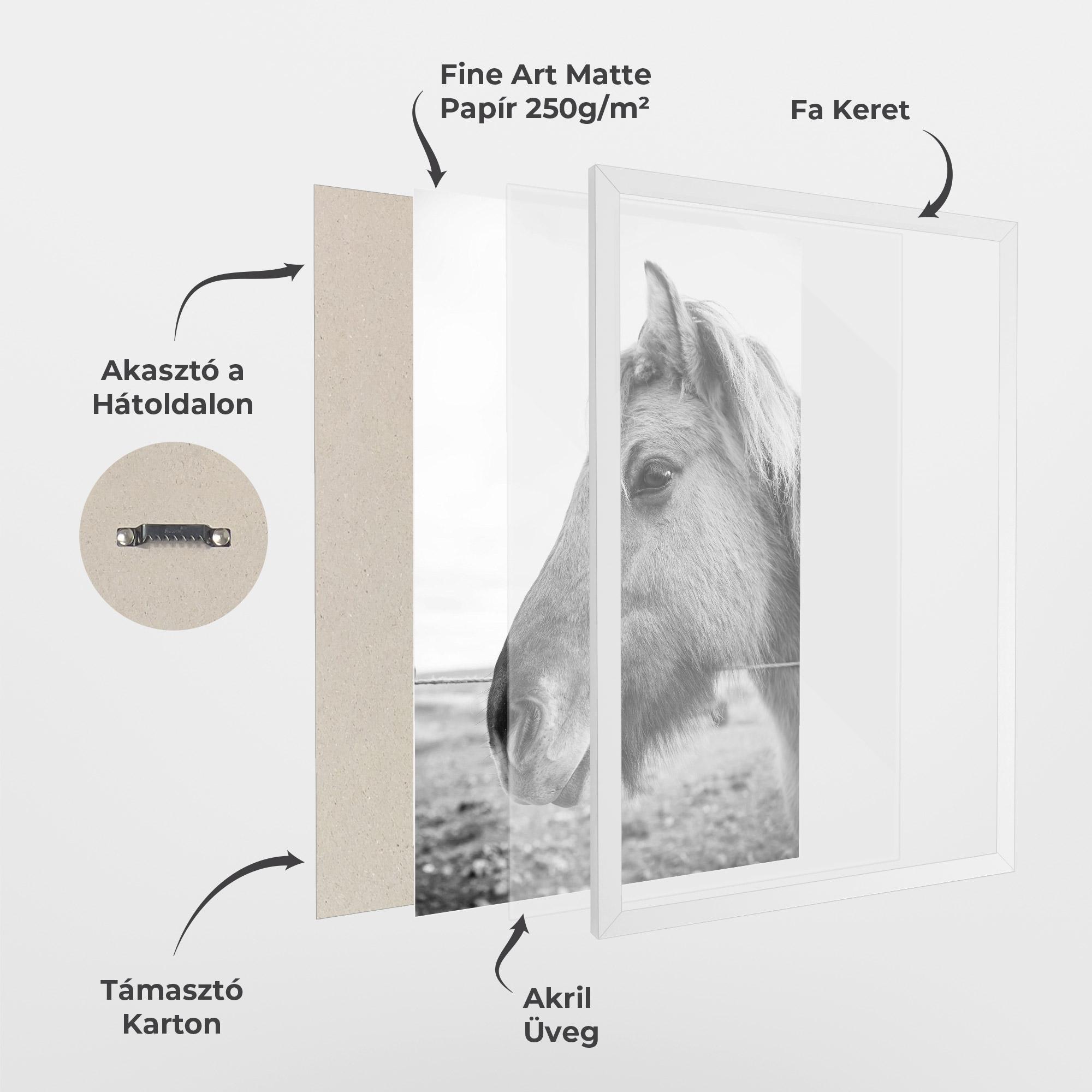Keretezett Poszter Gray Horse Head mockup 1
