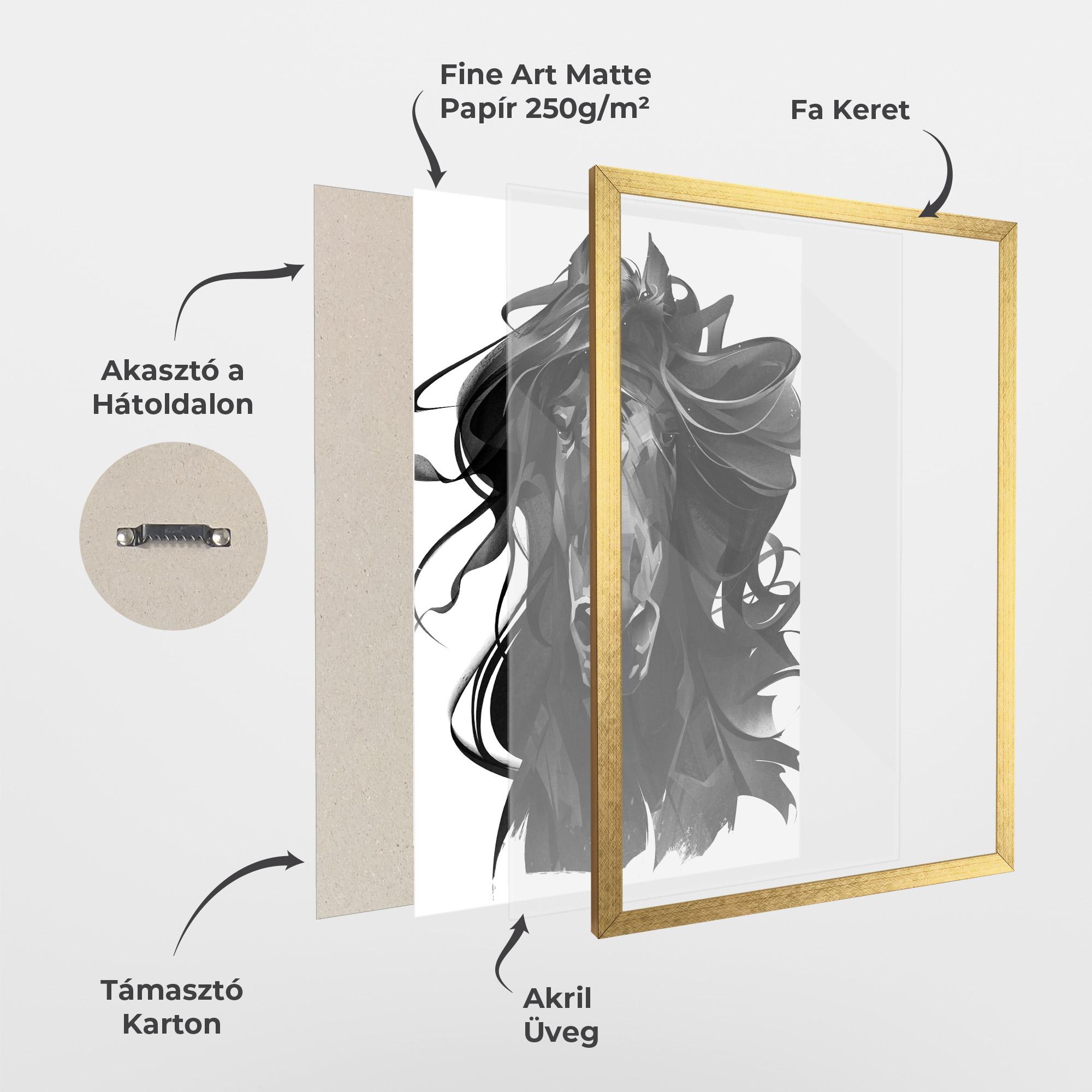 Keretezett Poszter Black Horse Portrait mockup 1