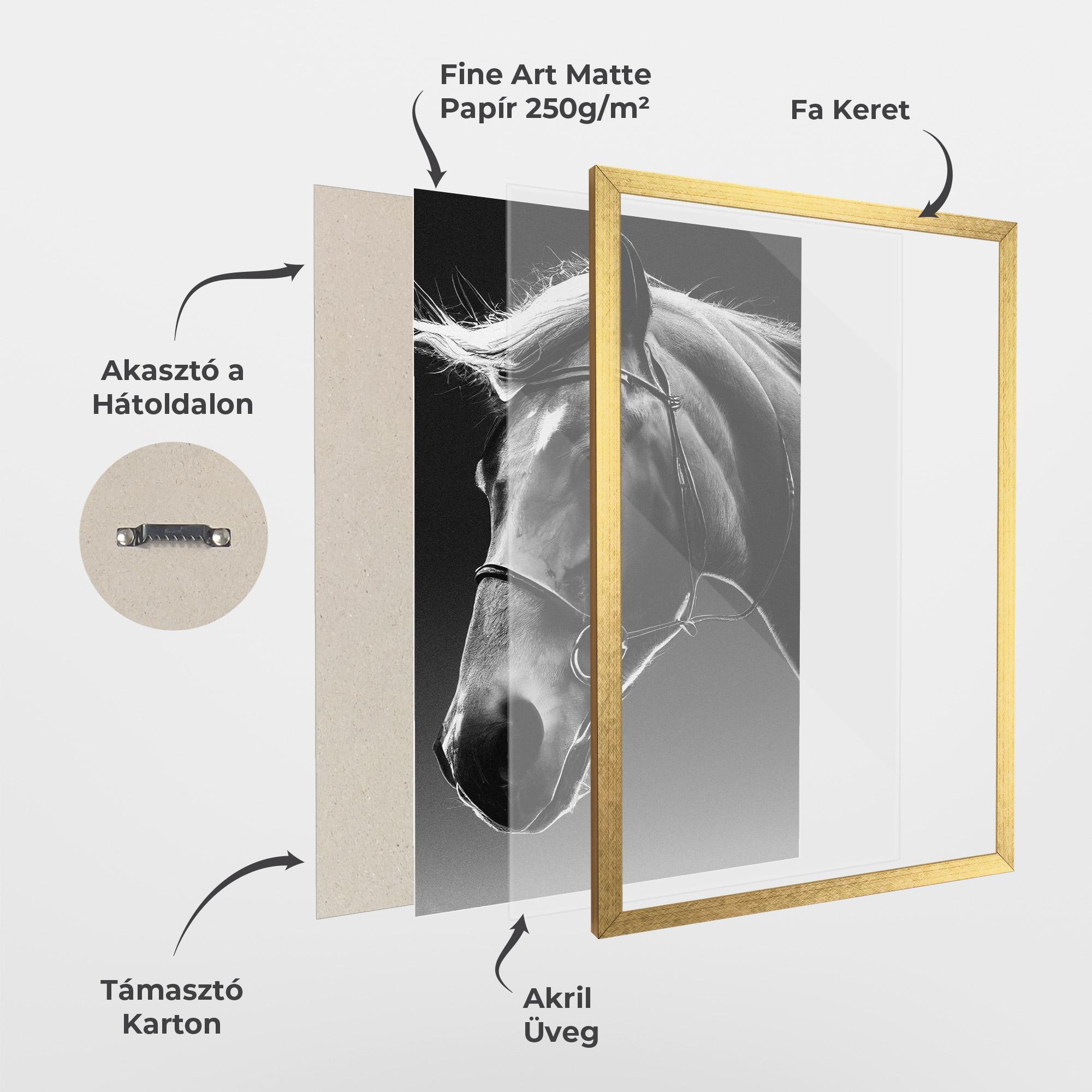 Keretezett Poszter Black Horse Profile mockup 1