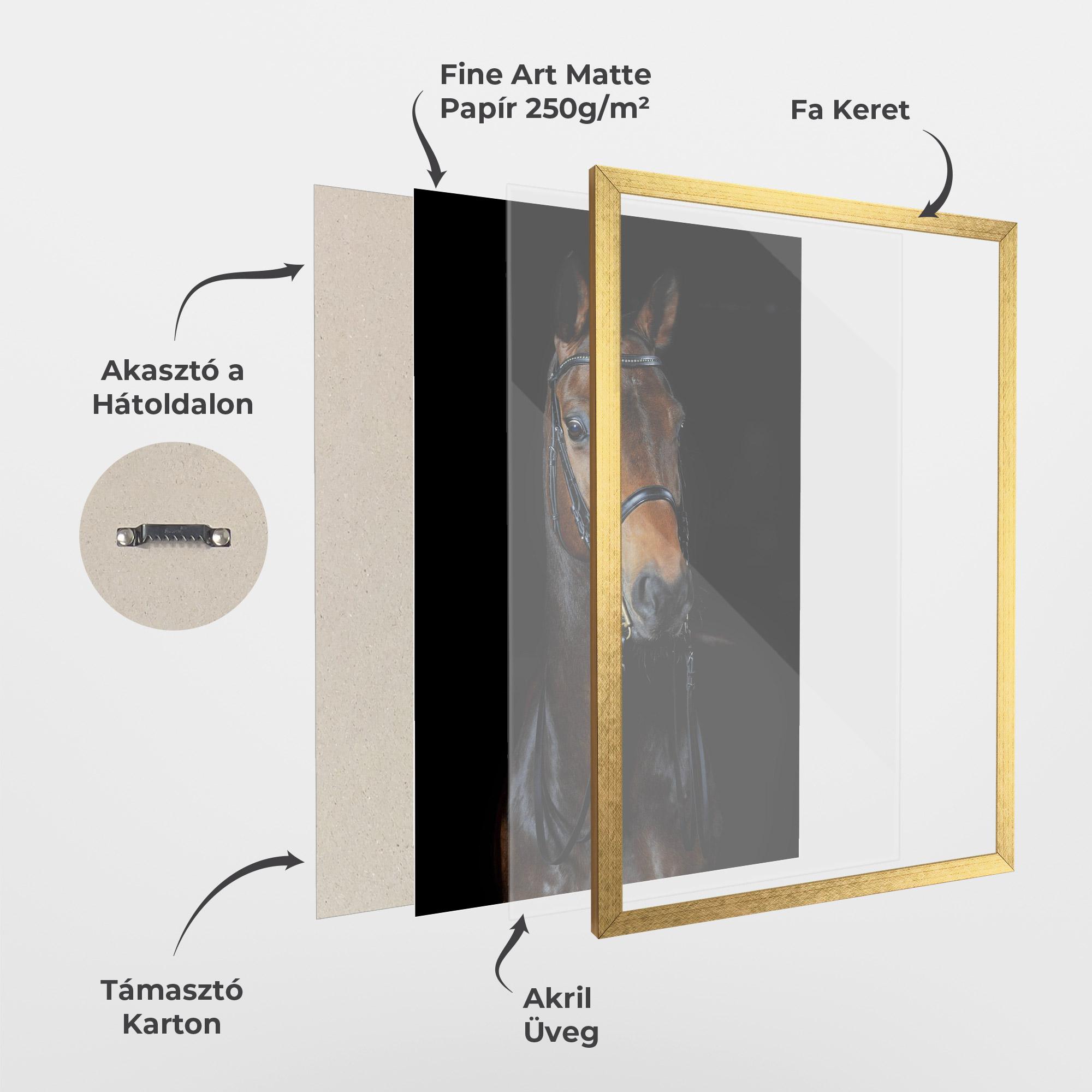 Keretezett Poszter Brown Horse On Black mockup 1