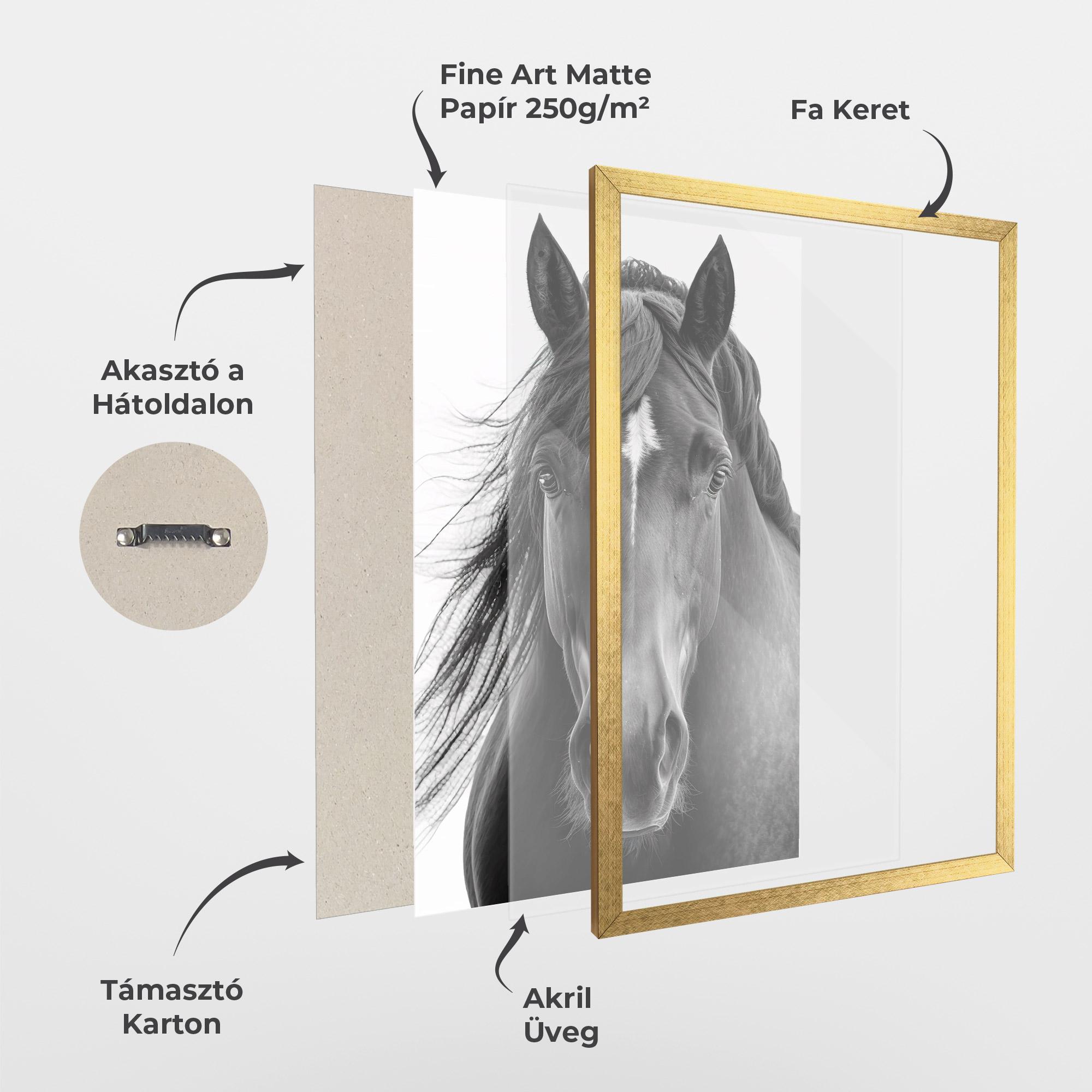 Keretezett Poszter Close Up Horse mockup 1