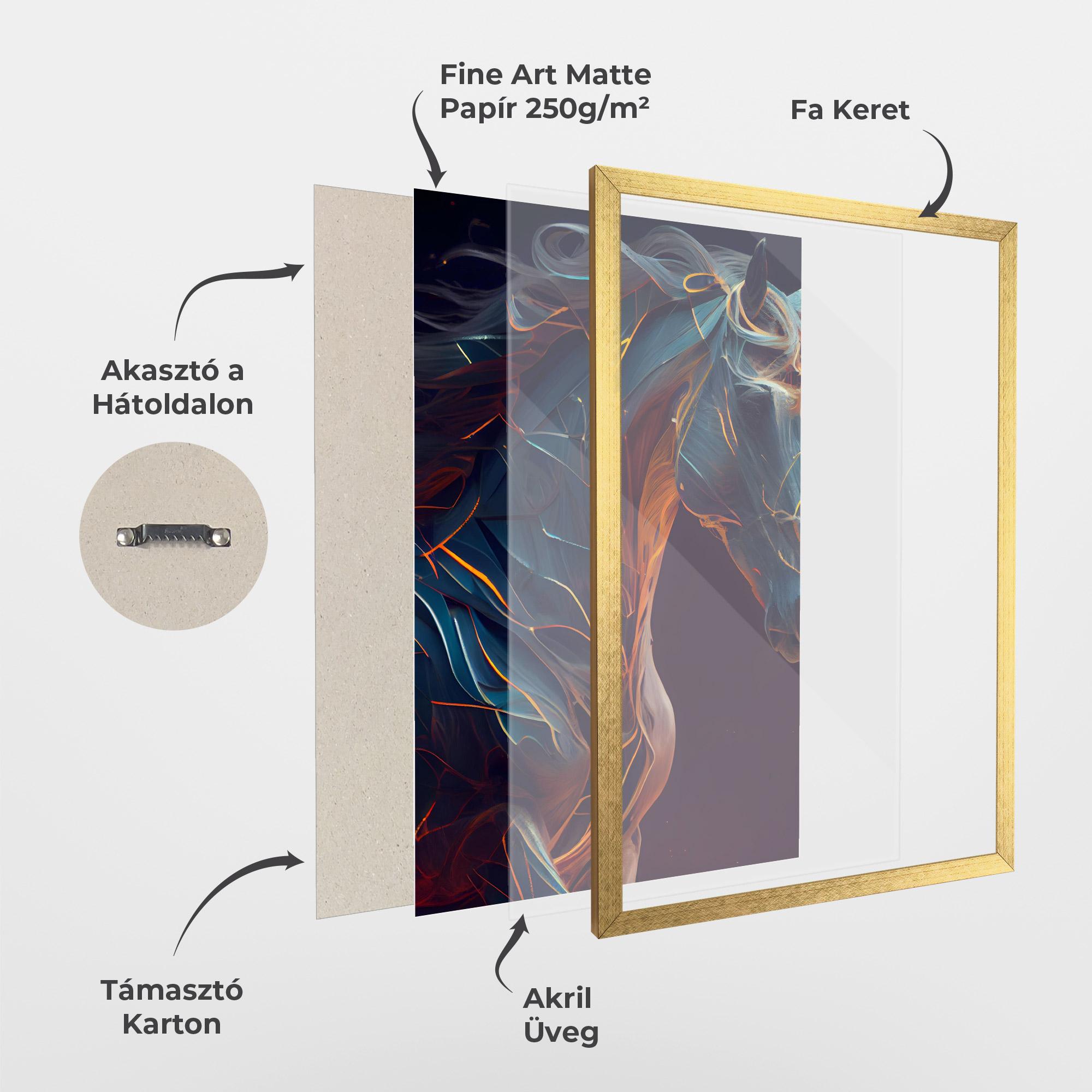 Keretezett Poszter Fire Lines Horse mockup 1