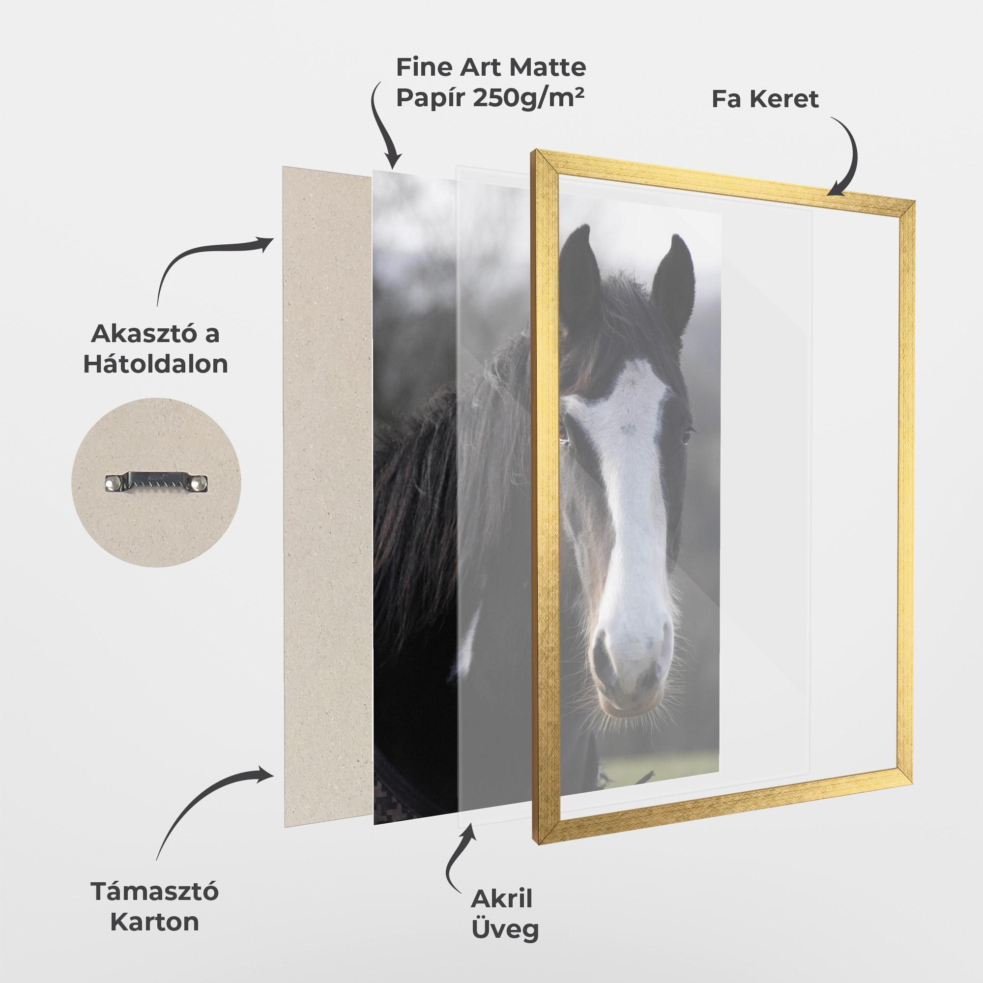 Keretezett Poszter Horse Black Portrait mockup 1