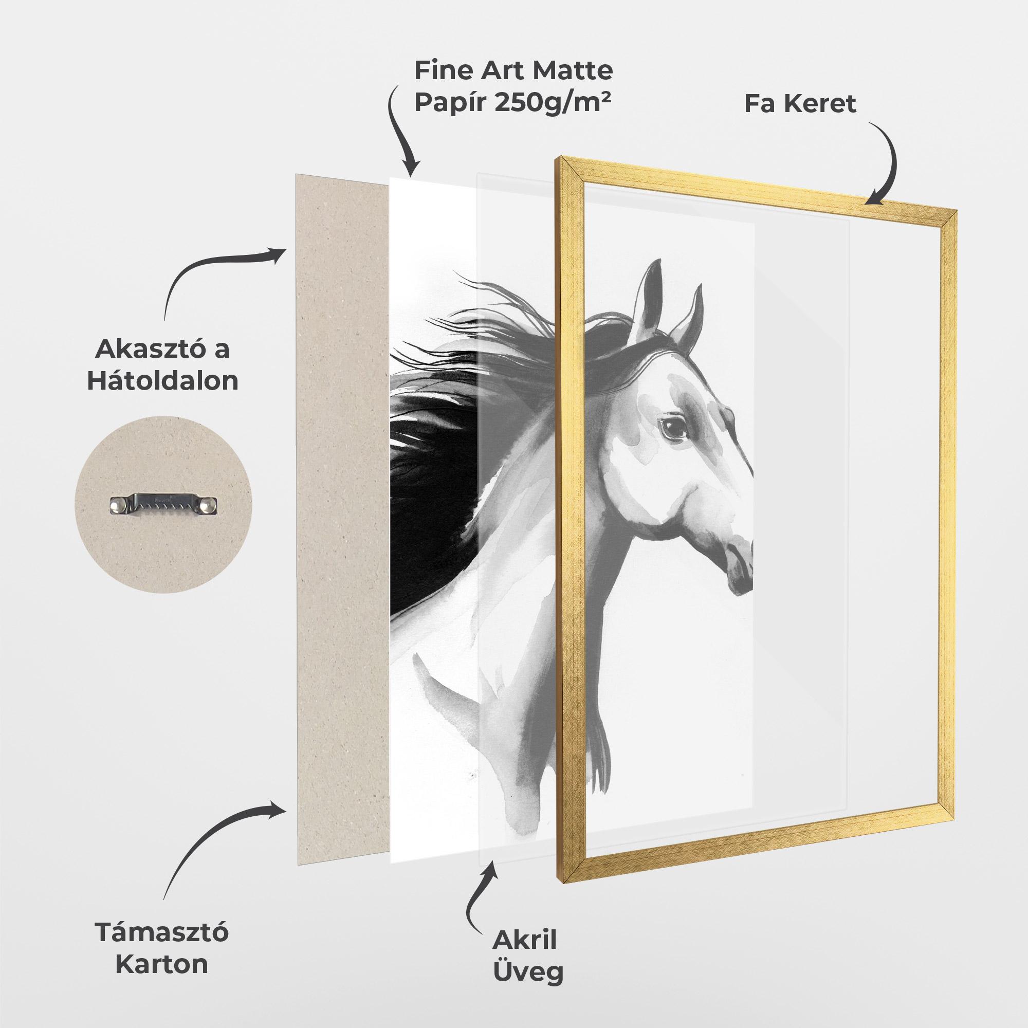 Keretezett Poszter Ink Watercolor Horse mockup 1