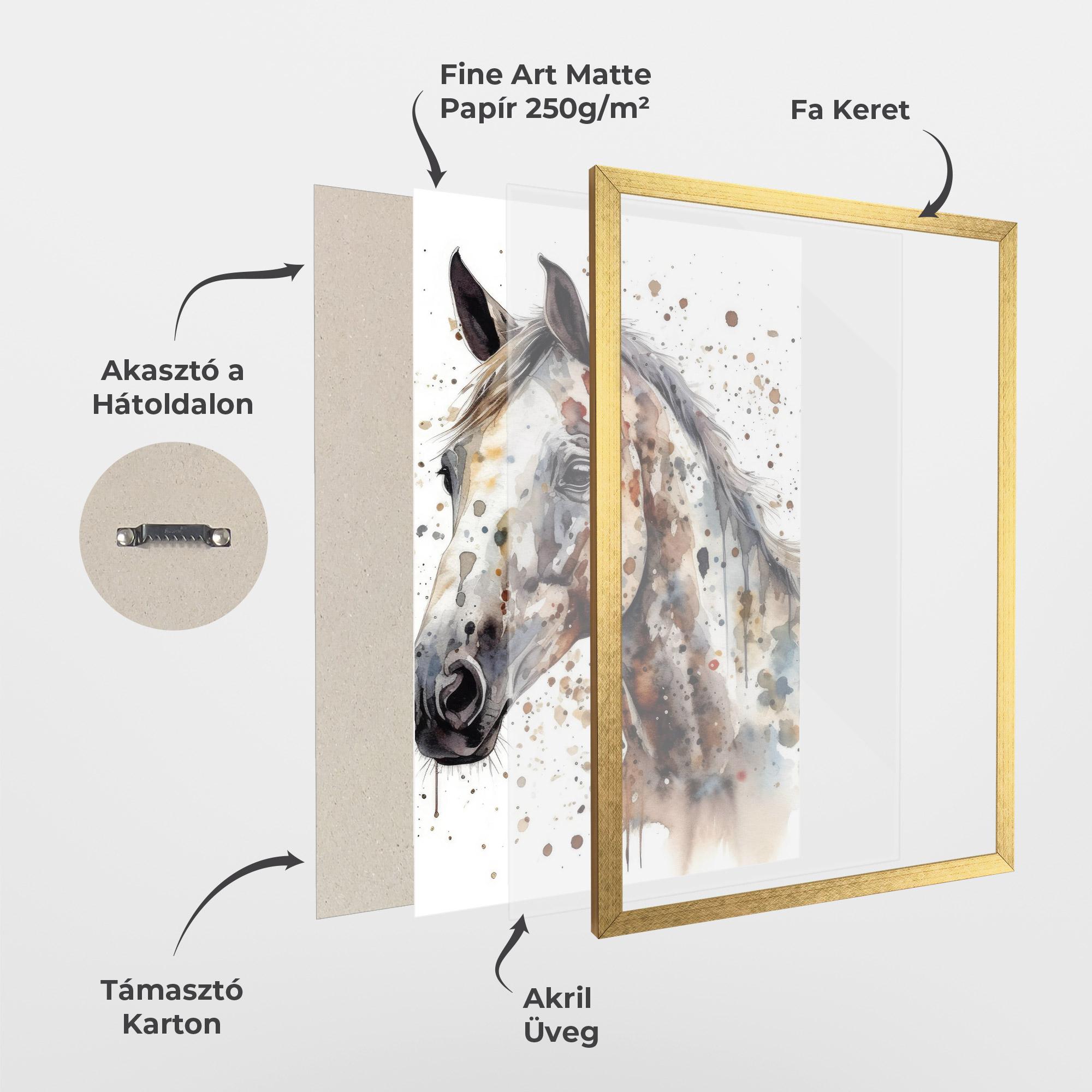 Keretezett Poszter Watercolor Horse mockup 1