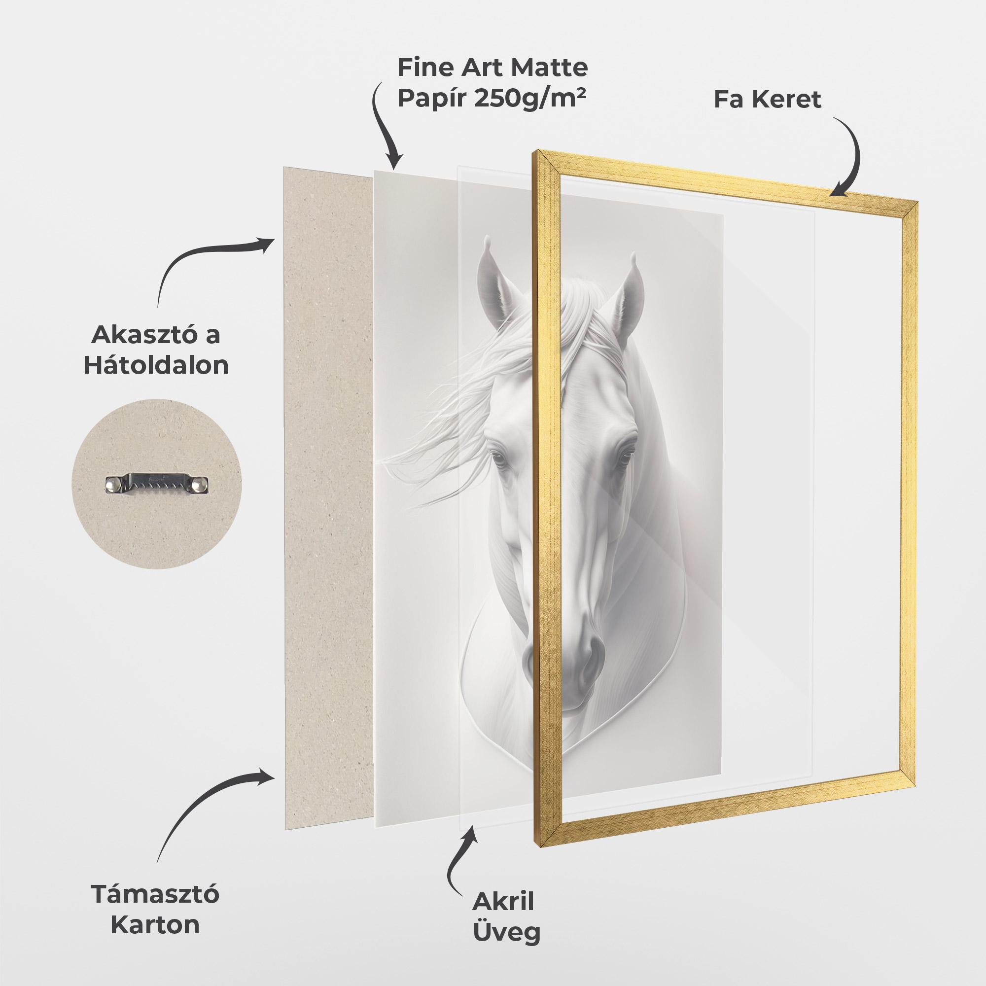Keretezett Poszter White Horse Portrait mockup 1