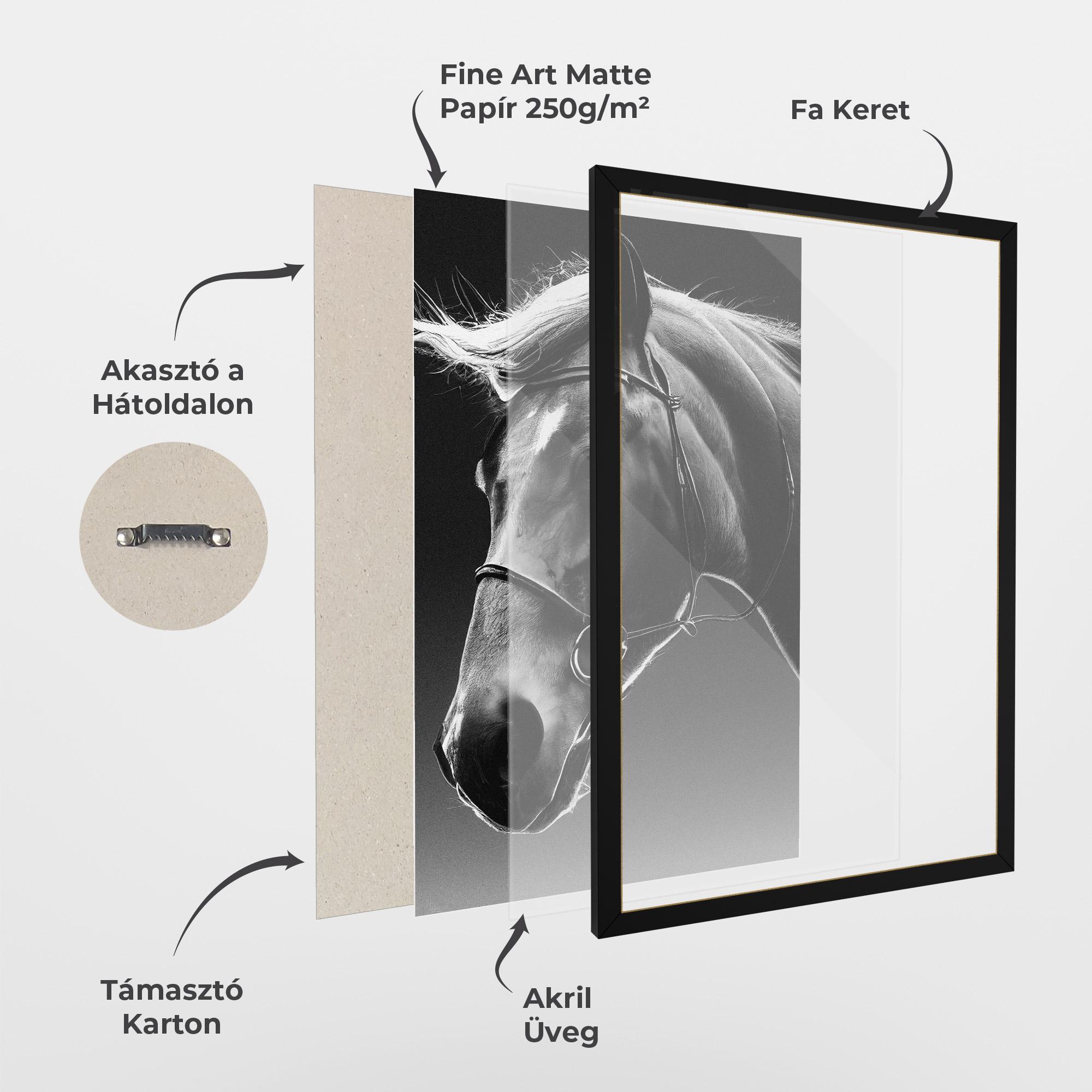 Keretezett Poszter Black Horse Profile mockup 1