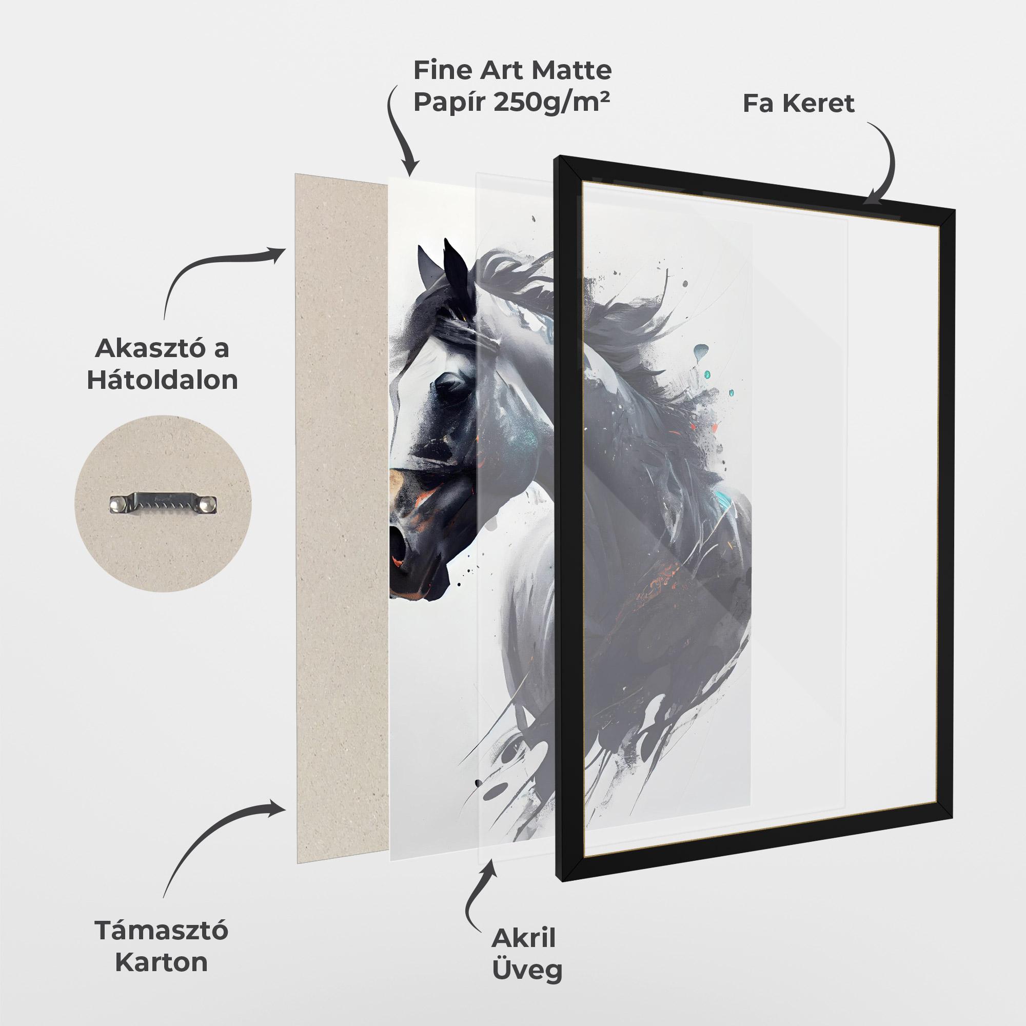 Keretezett Poszter Black Paint Horse mockup 1