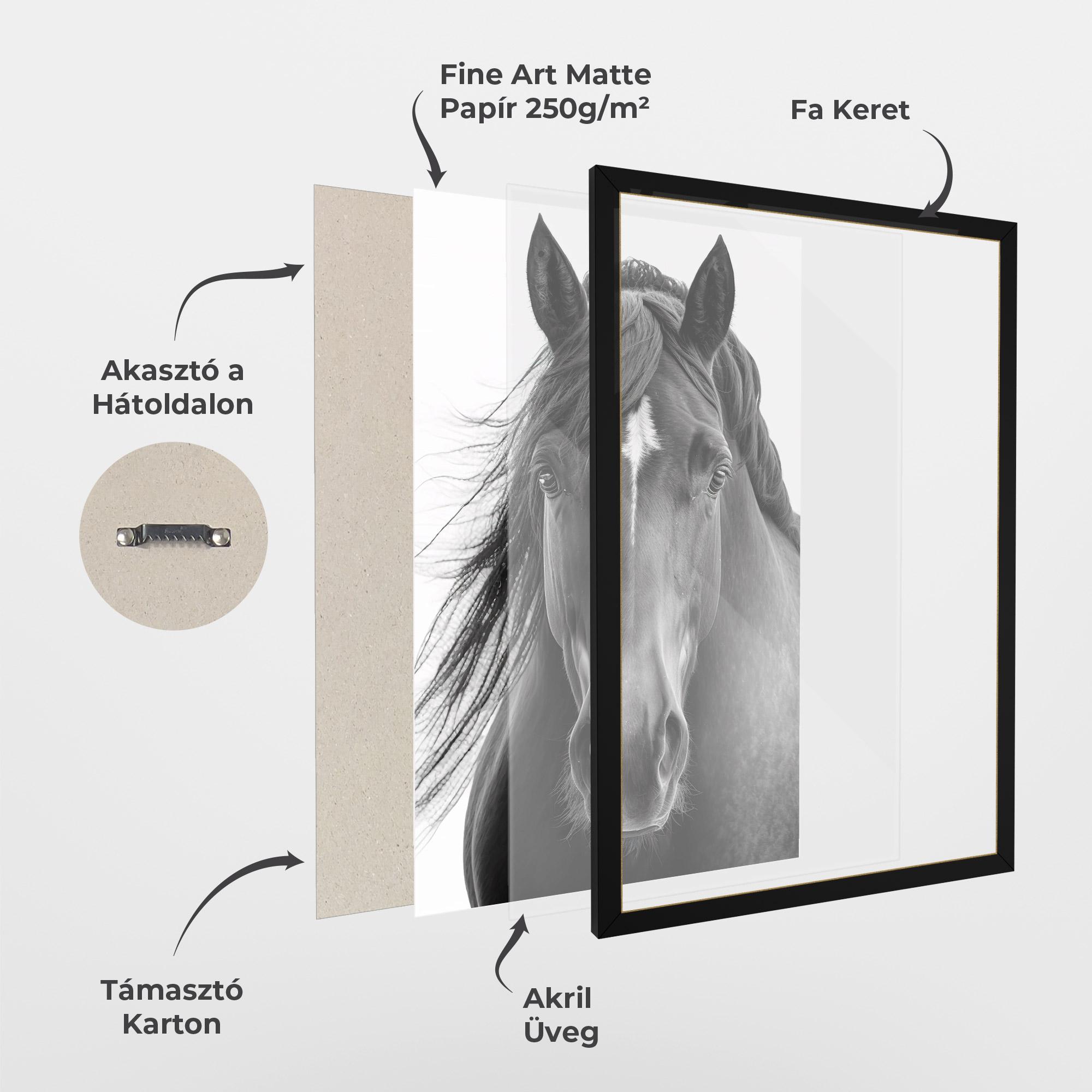 Keretezett Poszter Close Up Horse mockup 1