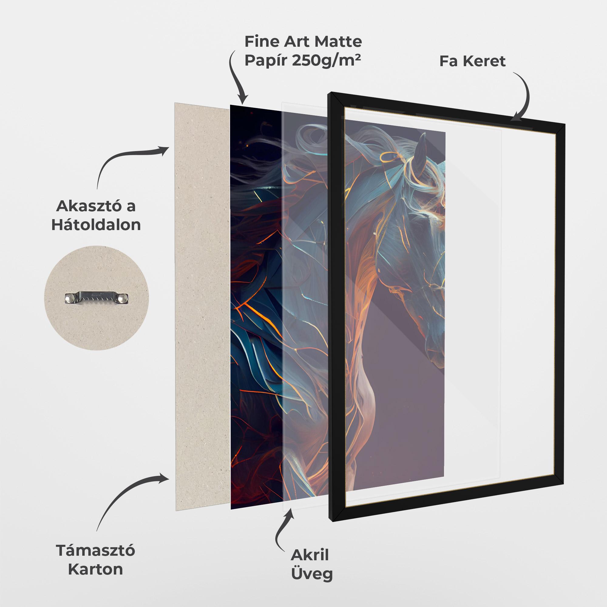 Keretezett Poszter Fire Lines Horse mockup 1