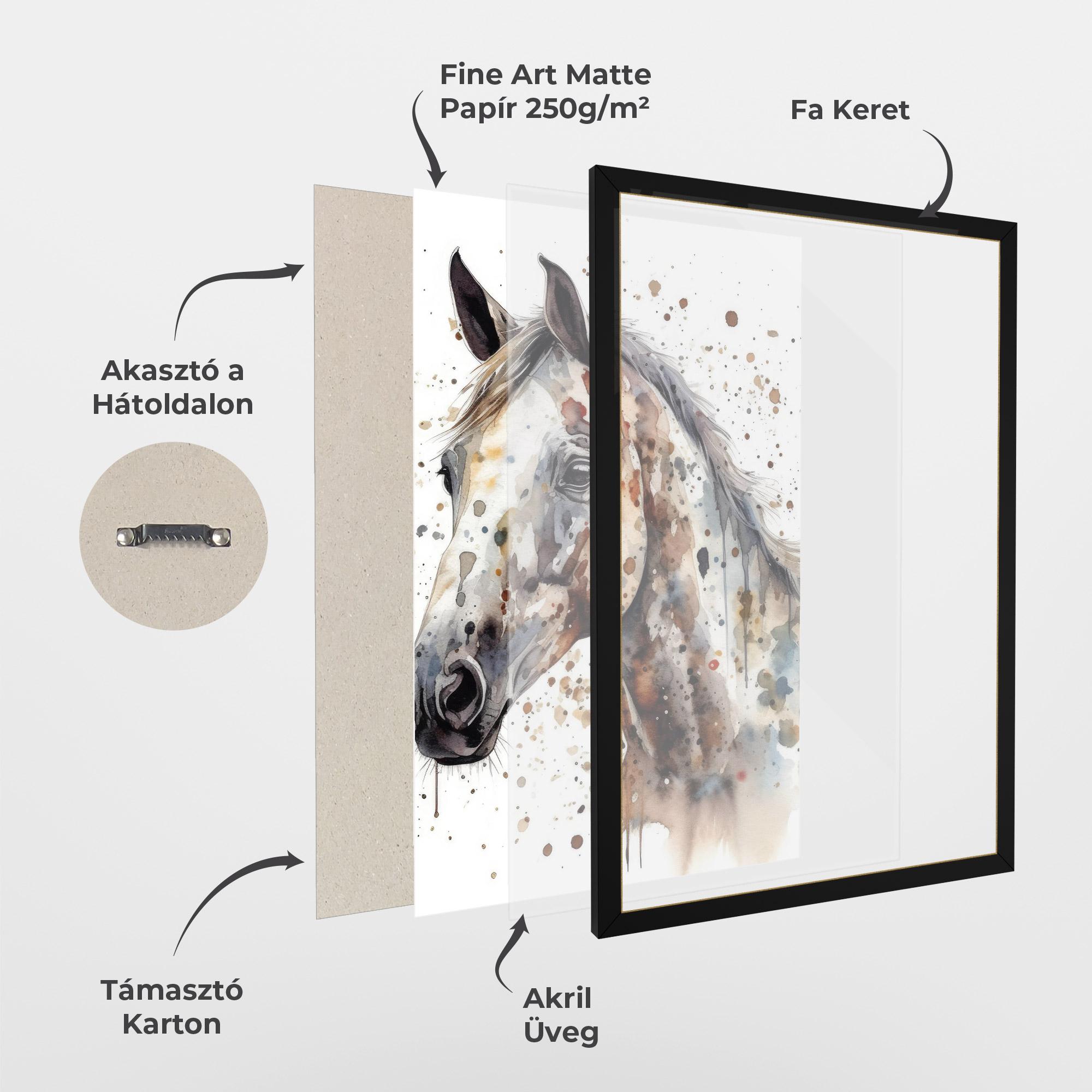 Keretezett Poszter Watercolor Horse mockup 1