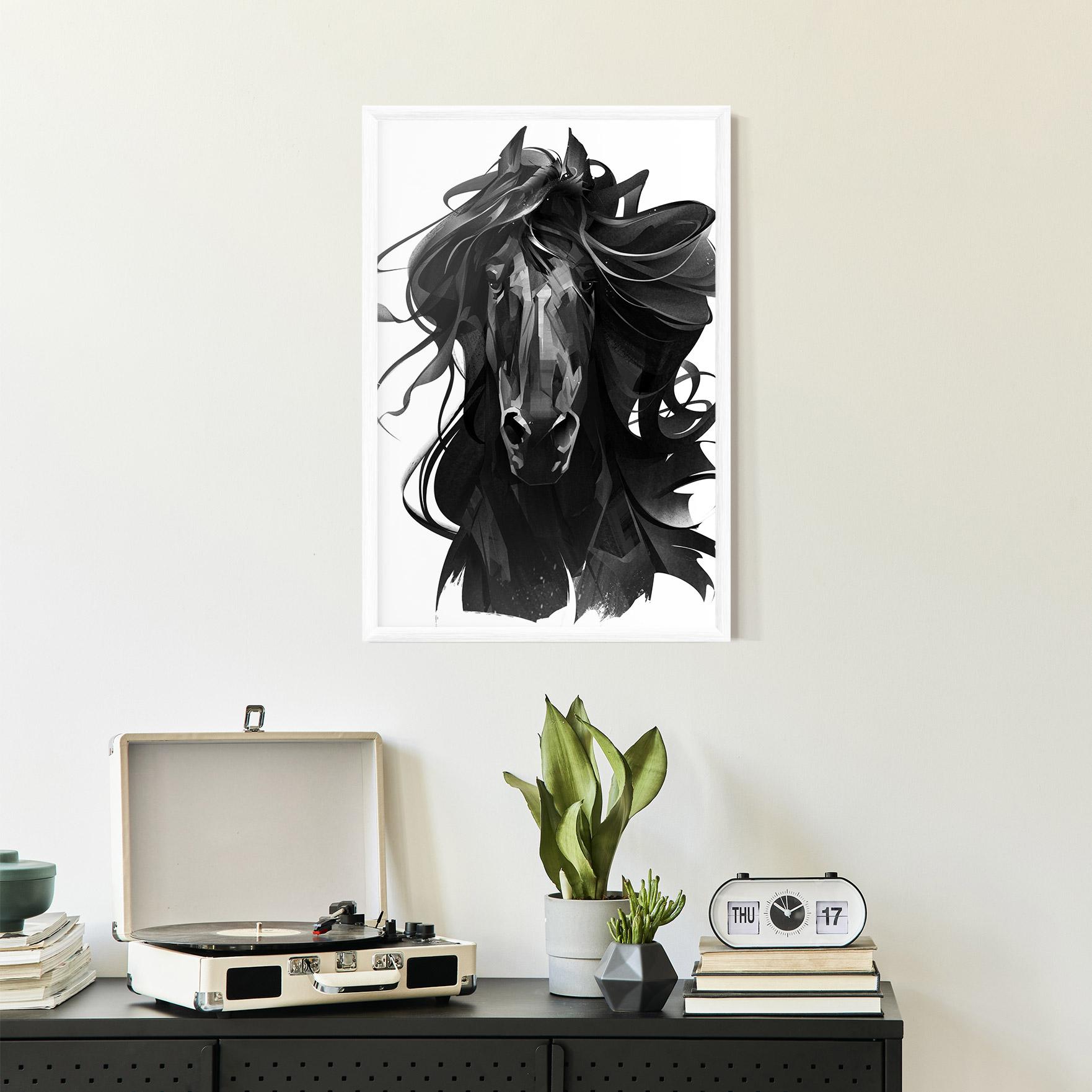 Keretezett Poszter Black Horse Portrait mockup 2