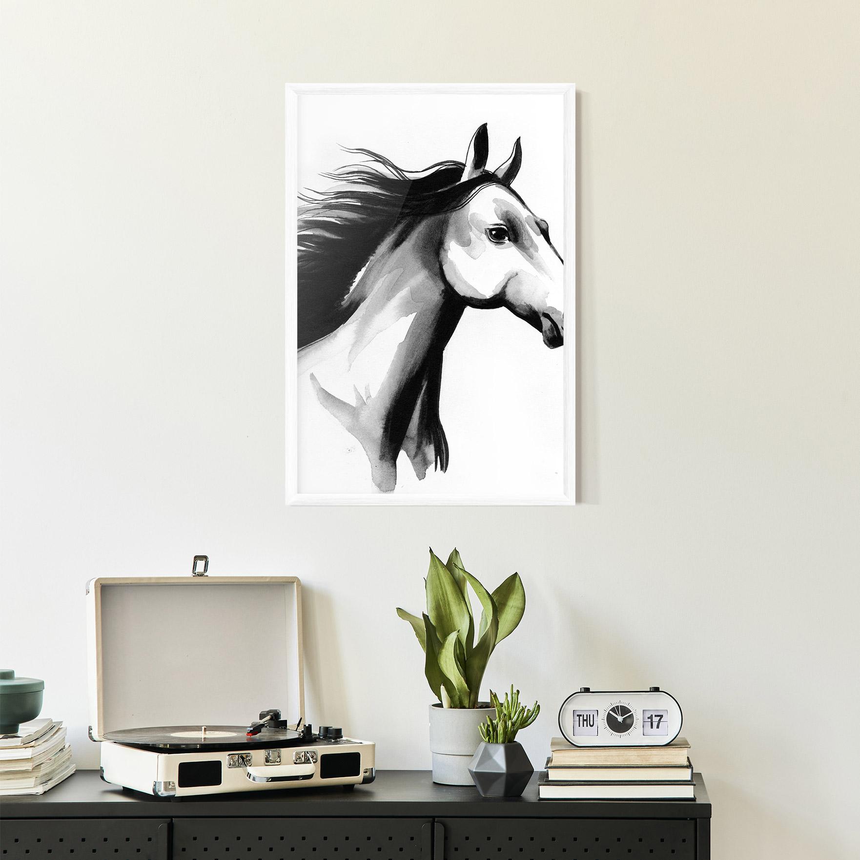 Keretezett Poszter Ink Watercolor Horse mockup 2