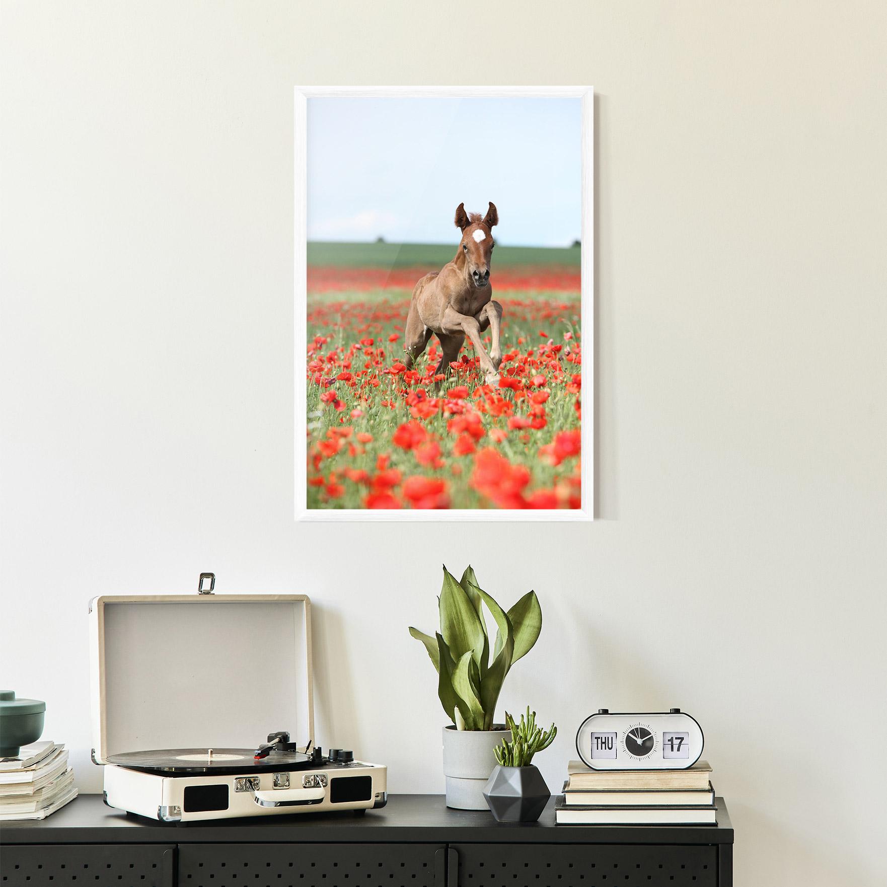 Keretezett Poszter Red Flowers Horse mockup 2