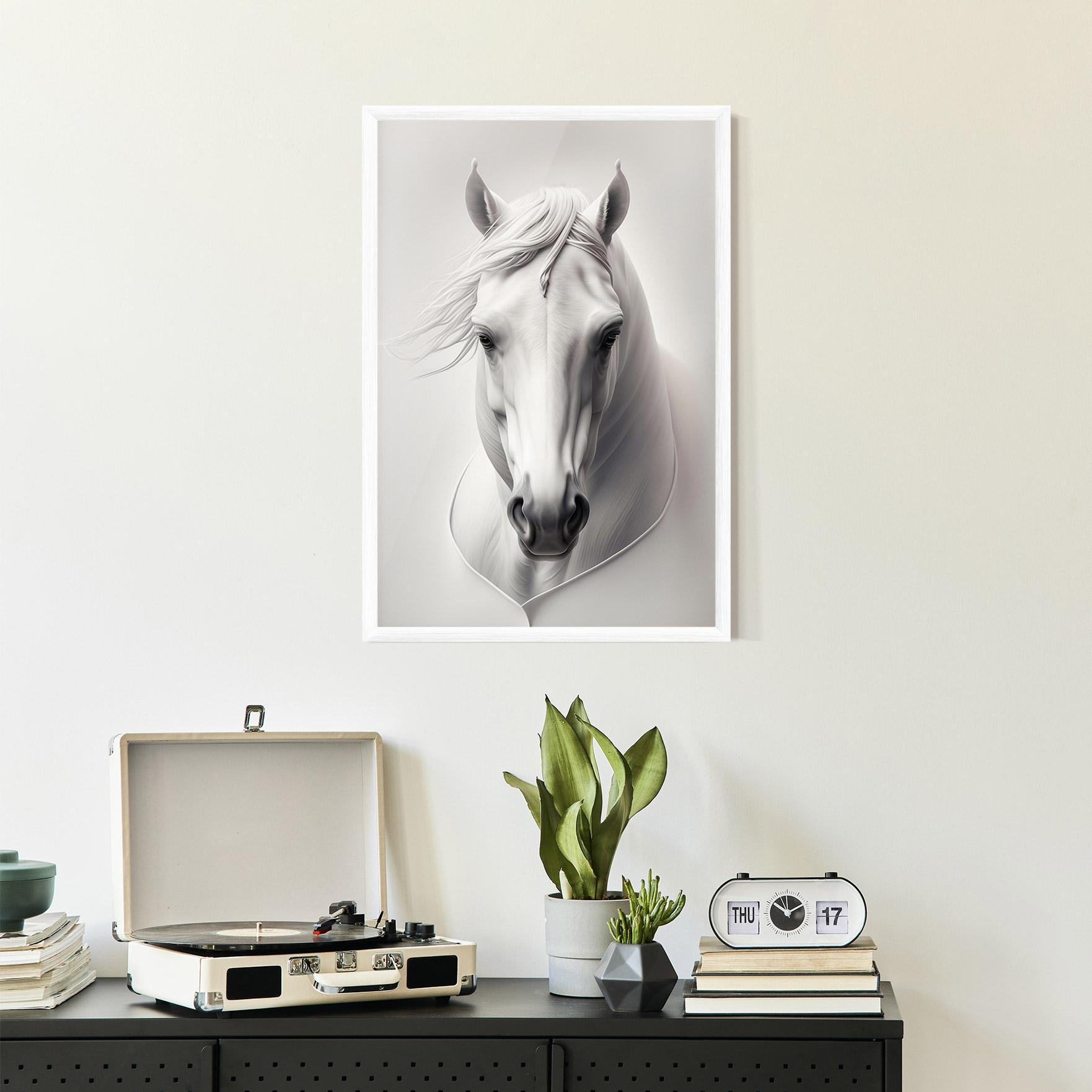 Keretezett Poszter White Horse Portrait mockup 2