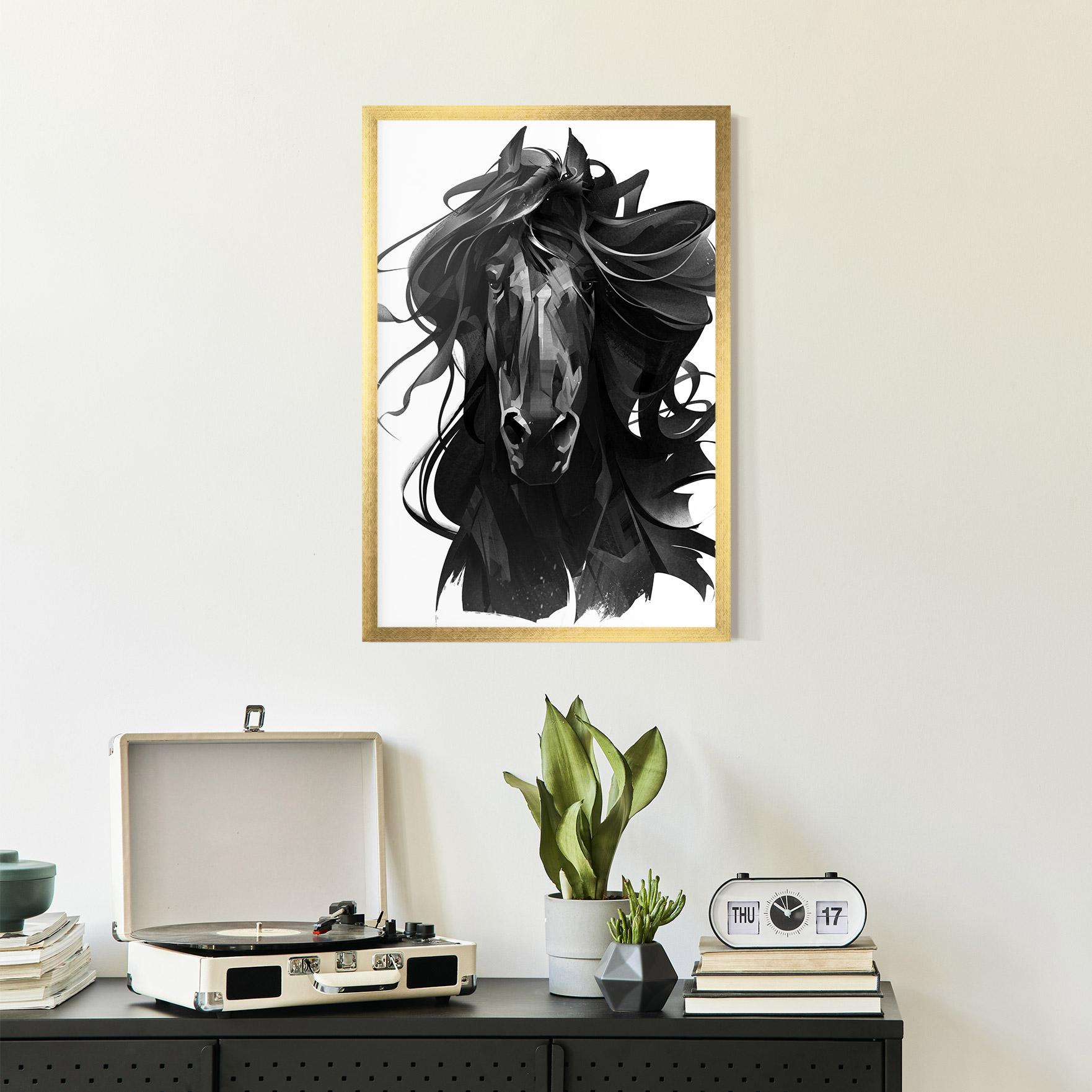 Keretezett Poszter Black Horse Portrait mockup 2