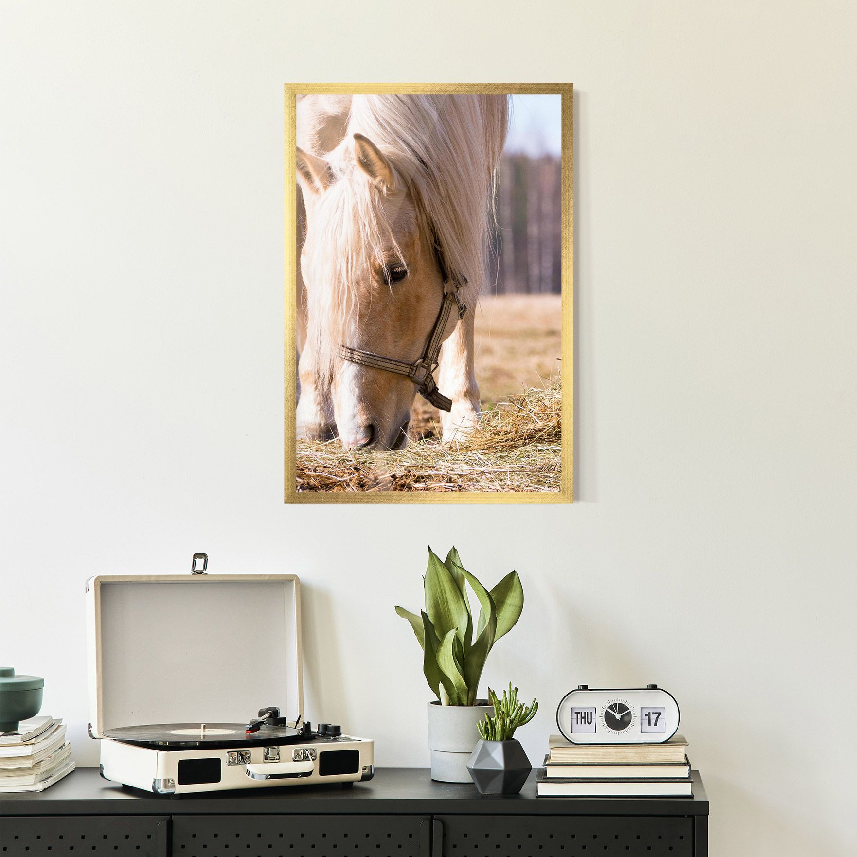 Cream Horse Eating mockup 2