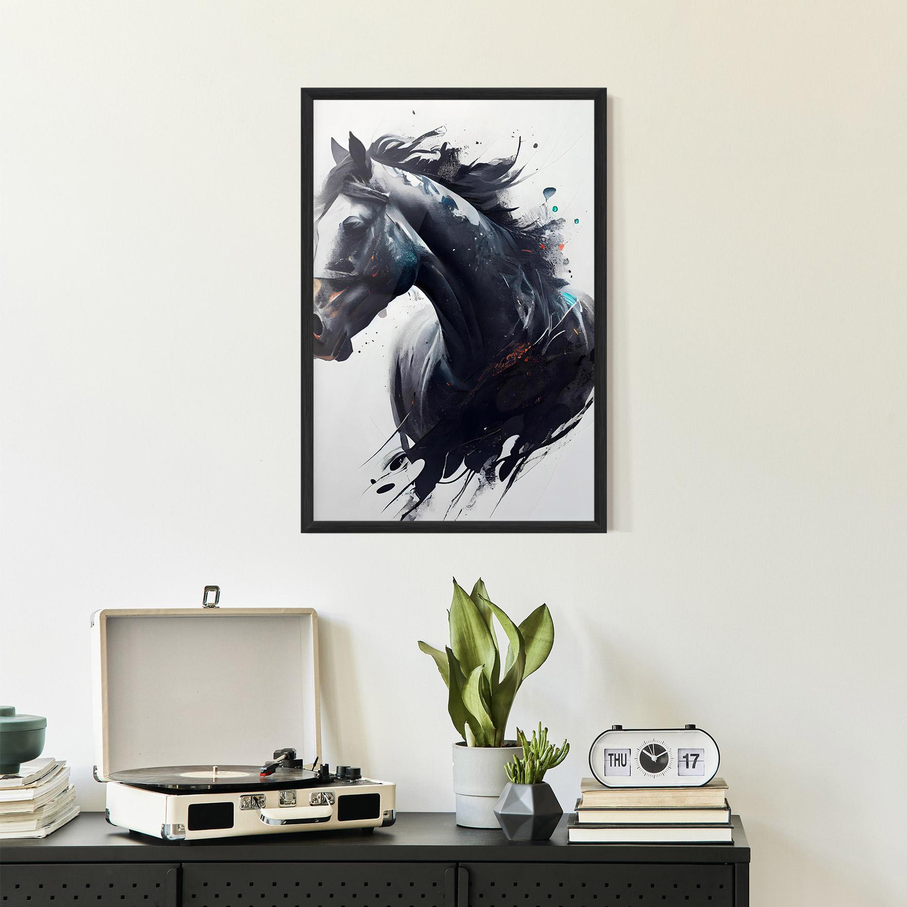 Keretezett Poszter Black Paint Horse mockup 2