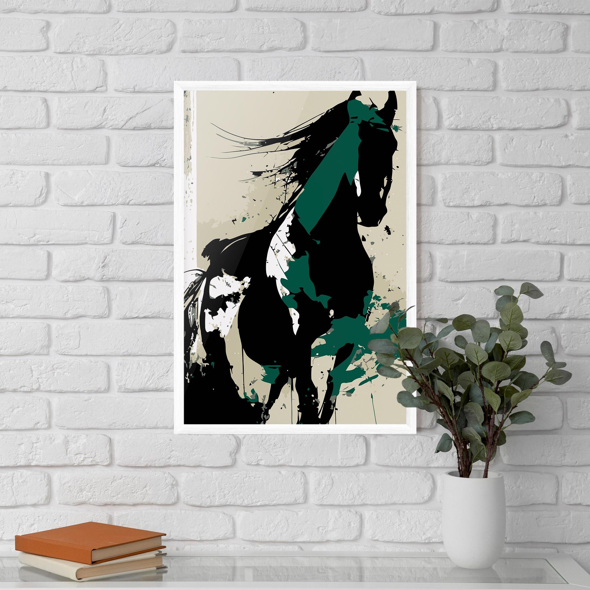 Keretezett Poszter Black Green Horse mockup 5
