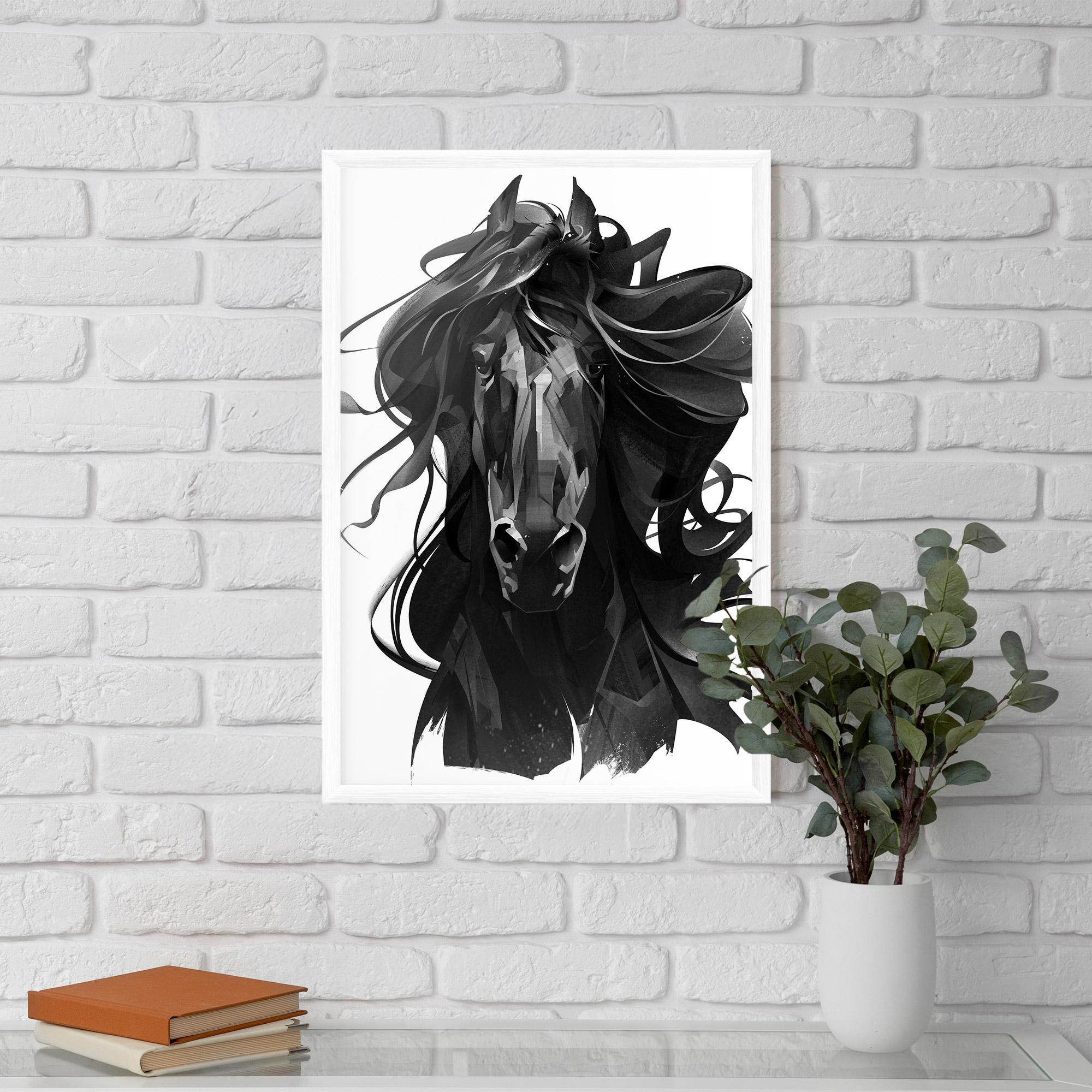 Keretezett Poszter Black Horse Portrait mockup 5