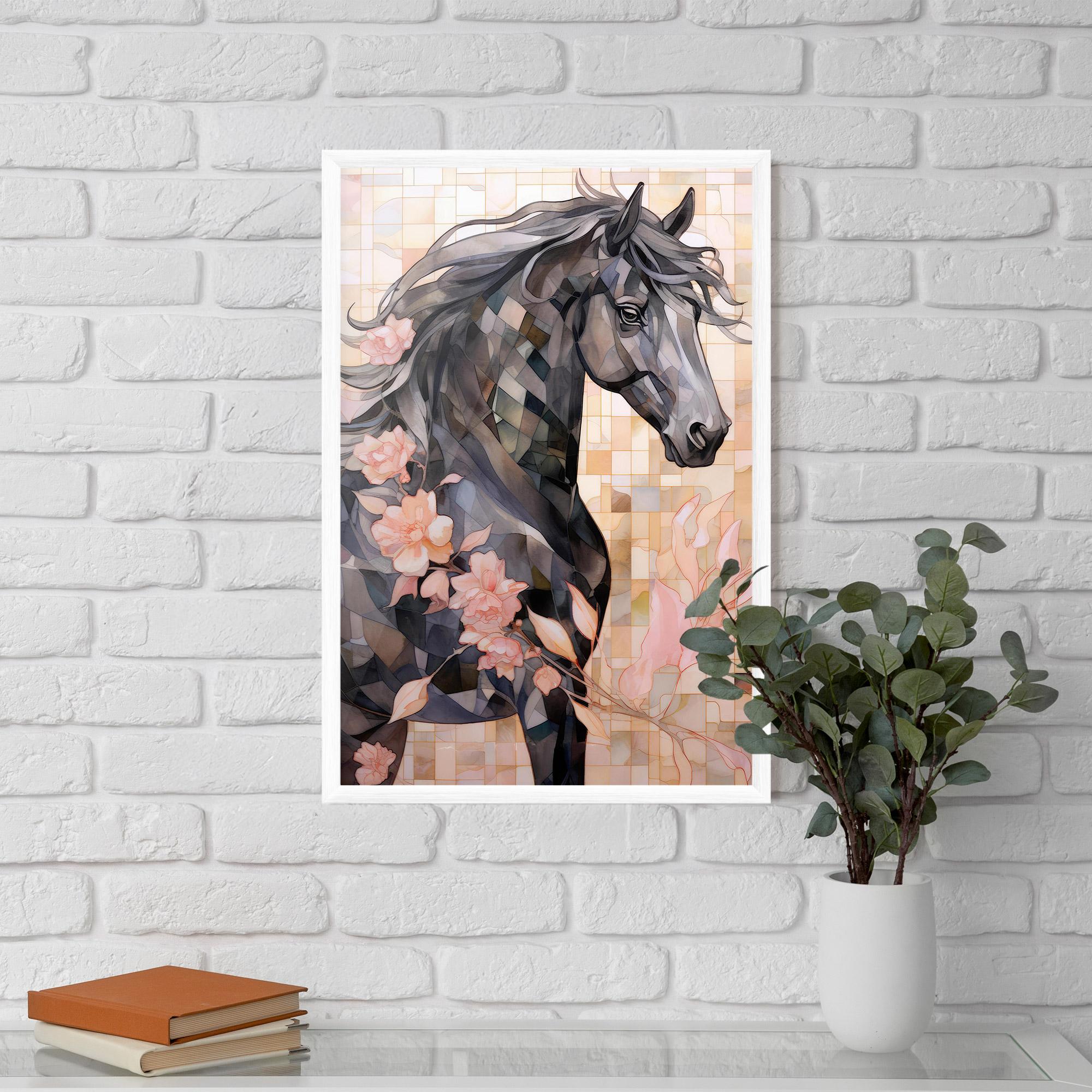 Keretezett Poszter Mosaic Painting Horse mockup 5