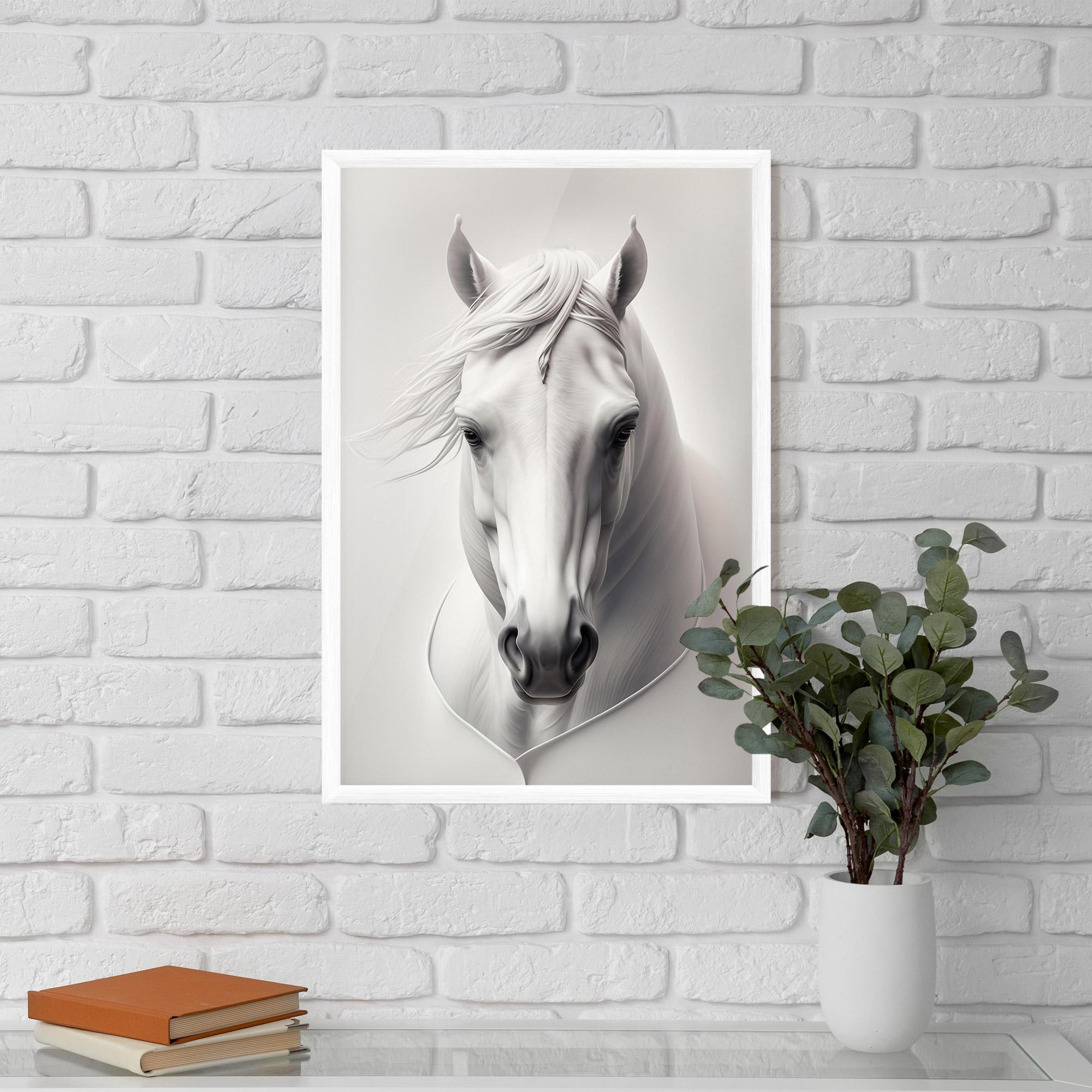 Keretezett Poszter White Horse Portrait mockup 5