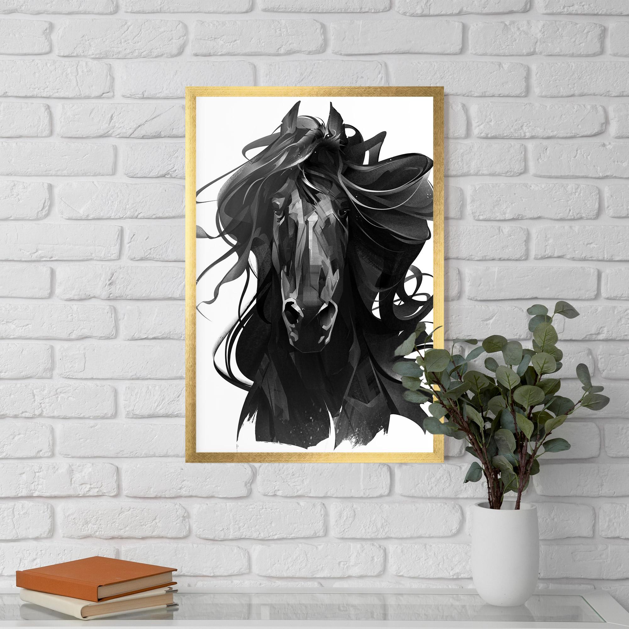 Keretezett Poszter Black Horse Portrait mockup 5