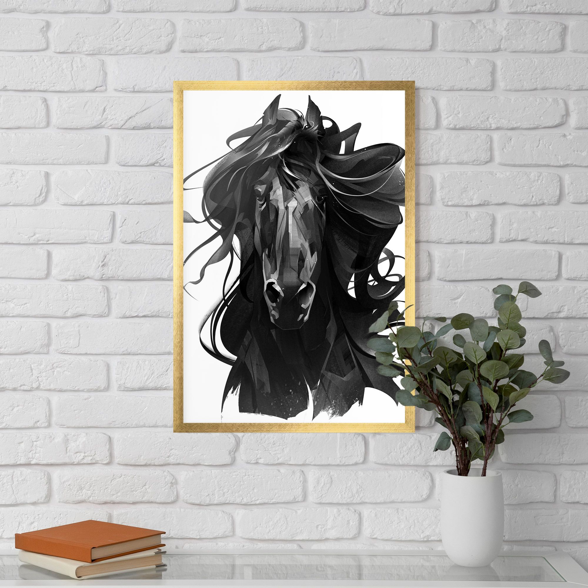 Black Horse Portrait mockup 5