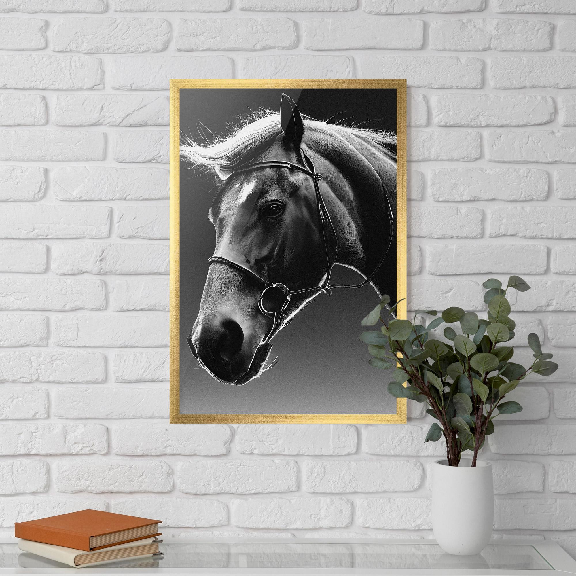 Keretezett Poszter Black Horse Profile mockup 5