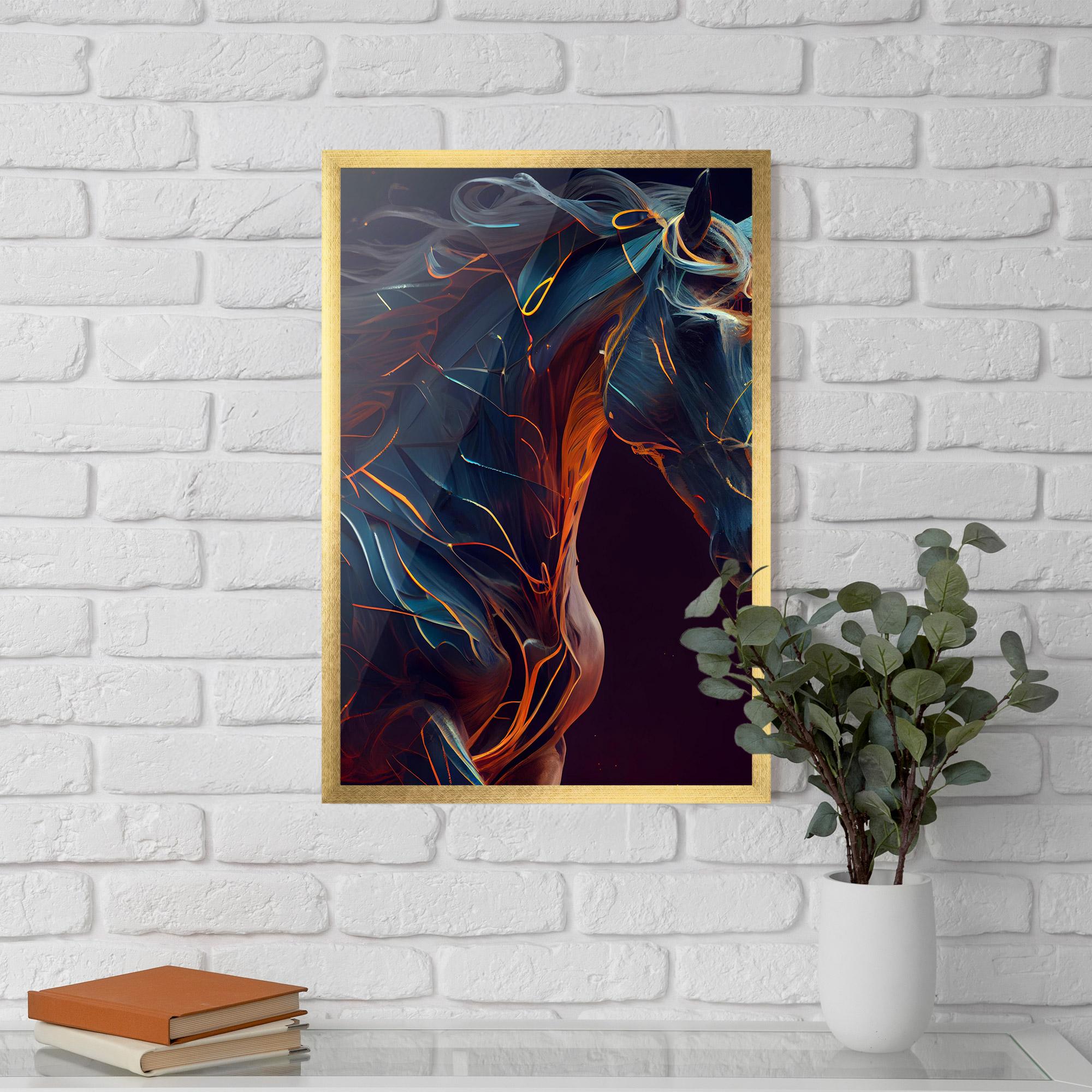 Keretezett Poszter Fire Lines Horse mockup 5