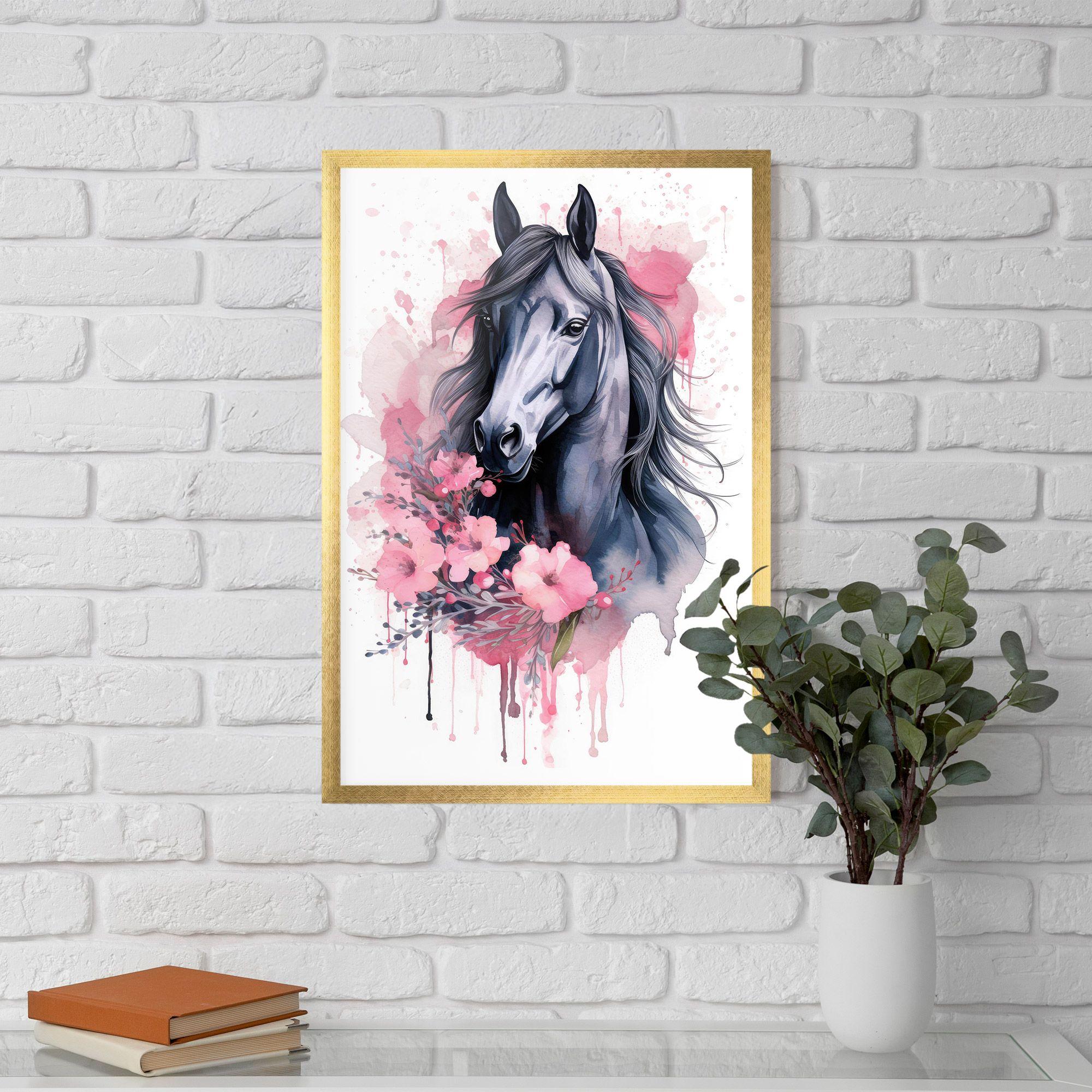 Pink Flowers Horse mockup 5