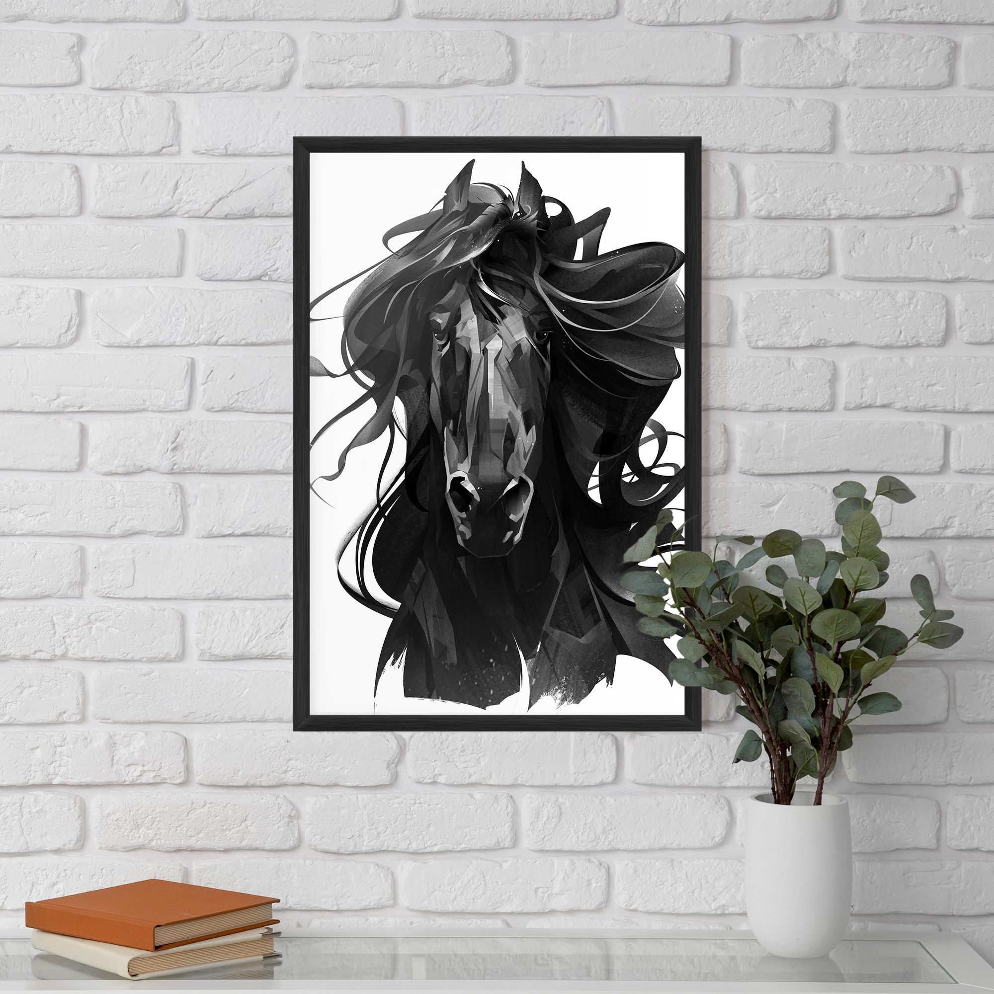 Black Horse Portrait mockup 5