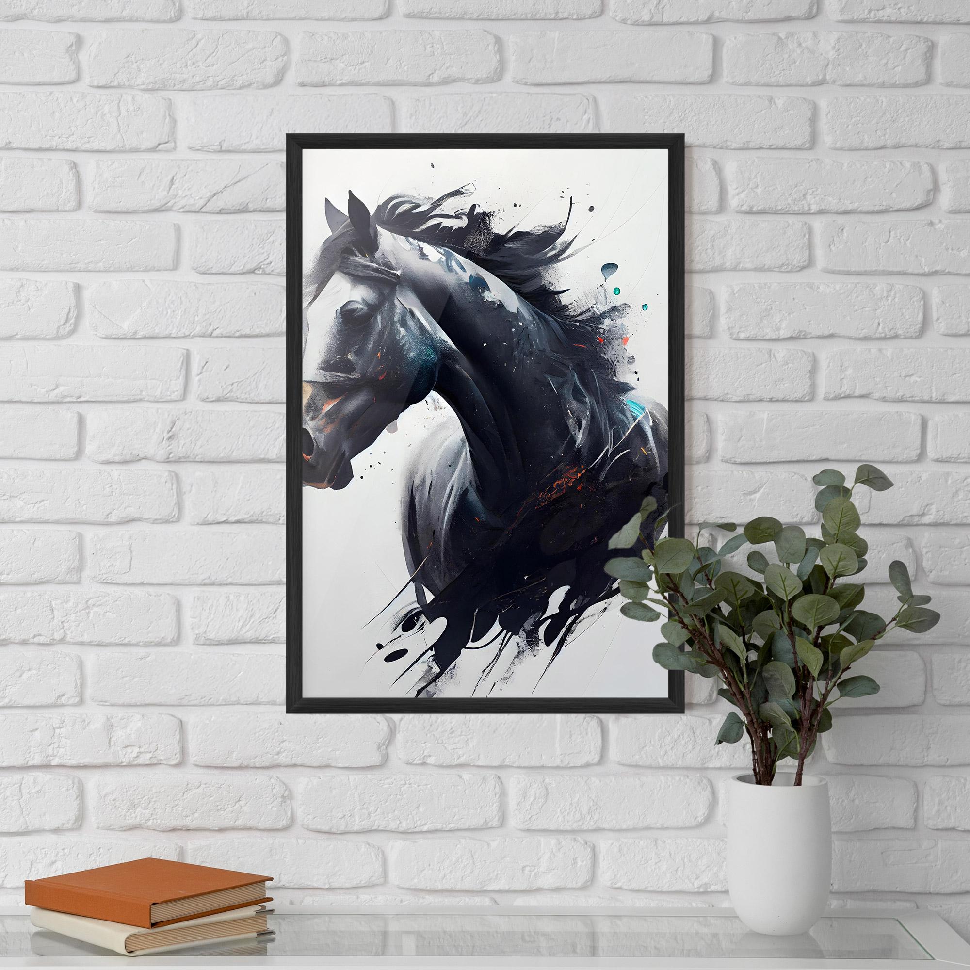 Keretezett Poszter Black Paint Horse mockup 5