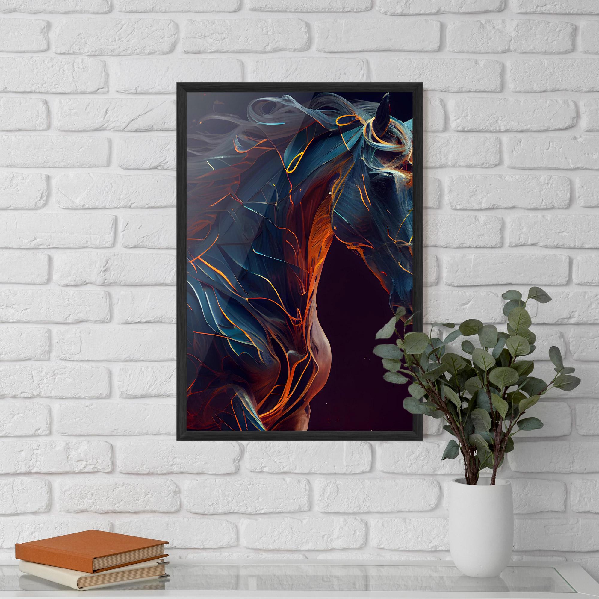 Keretezett Poszter Fire Lines Horse mockup 5