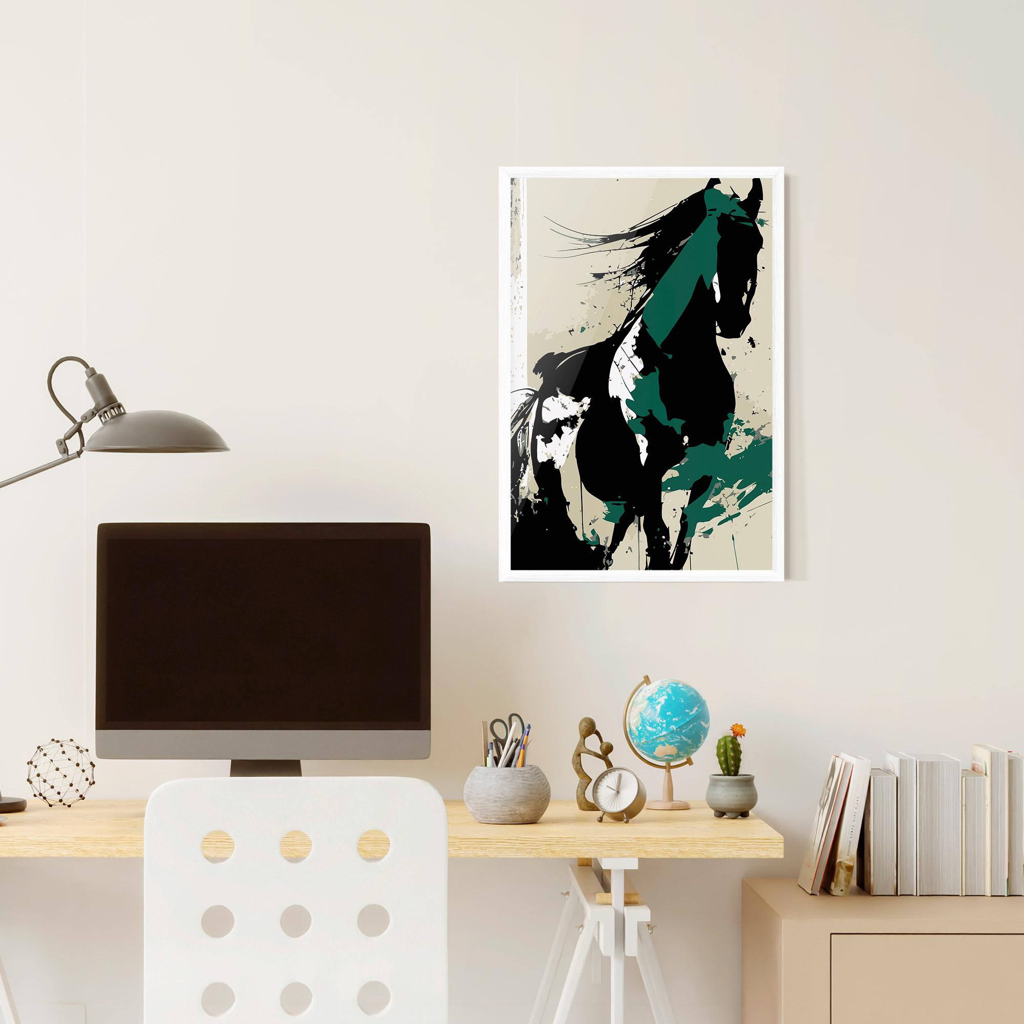 Keretezett Poszter Black Green Horse mockup 6