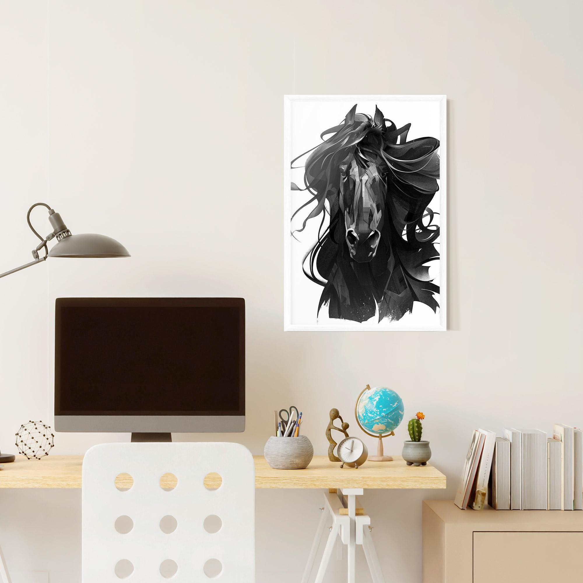 Keretezett Poszter Black Horse Portrait mockup 6