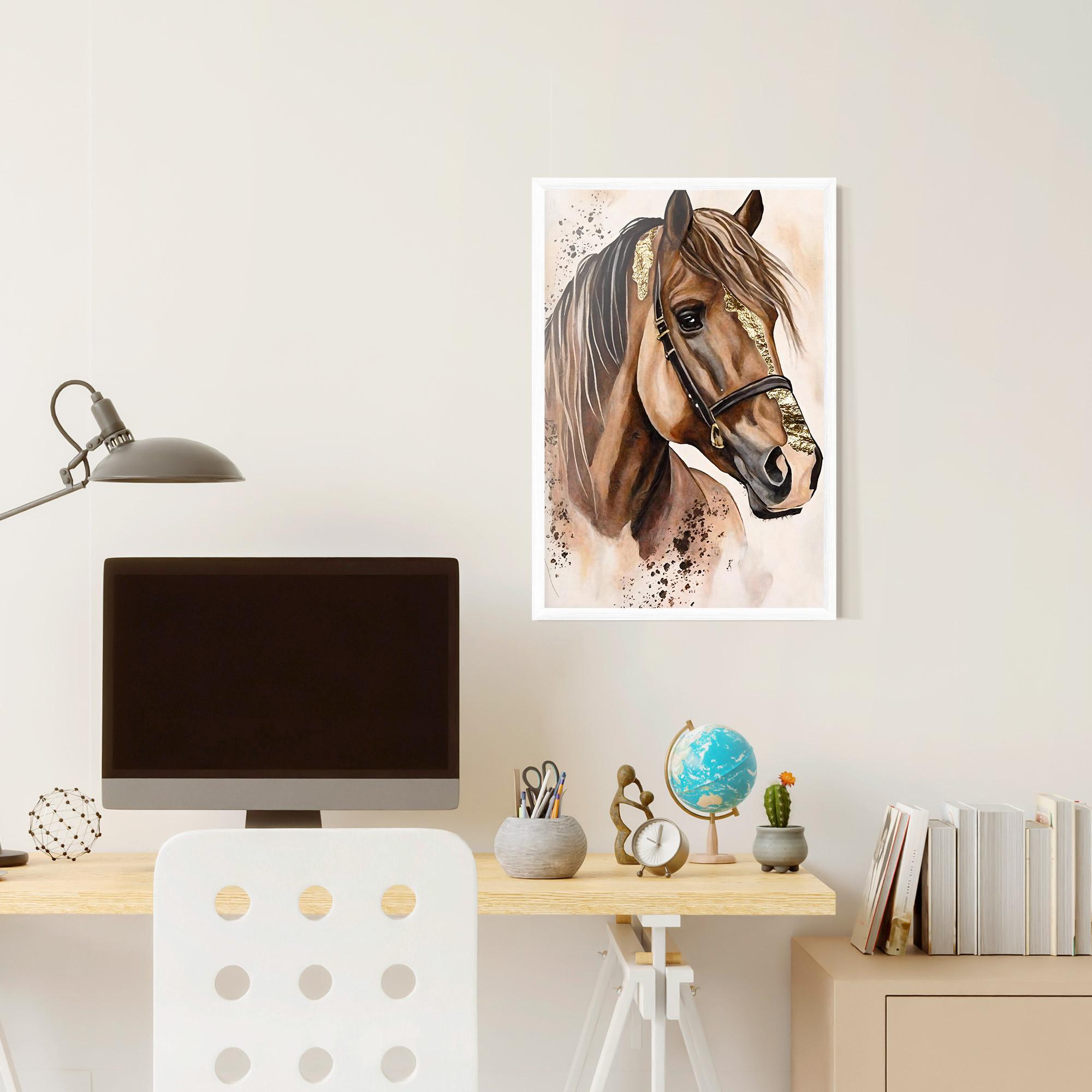 Keretezett Poszter Gold Horse Painting mockup 6