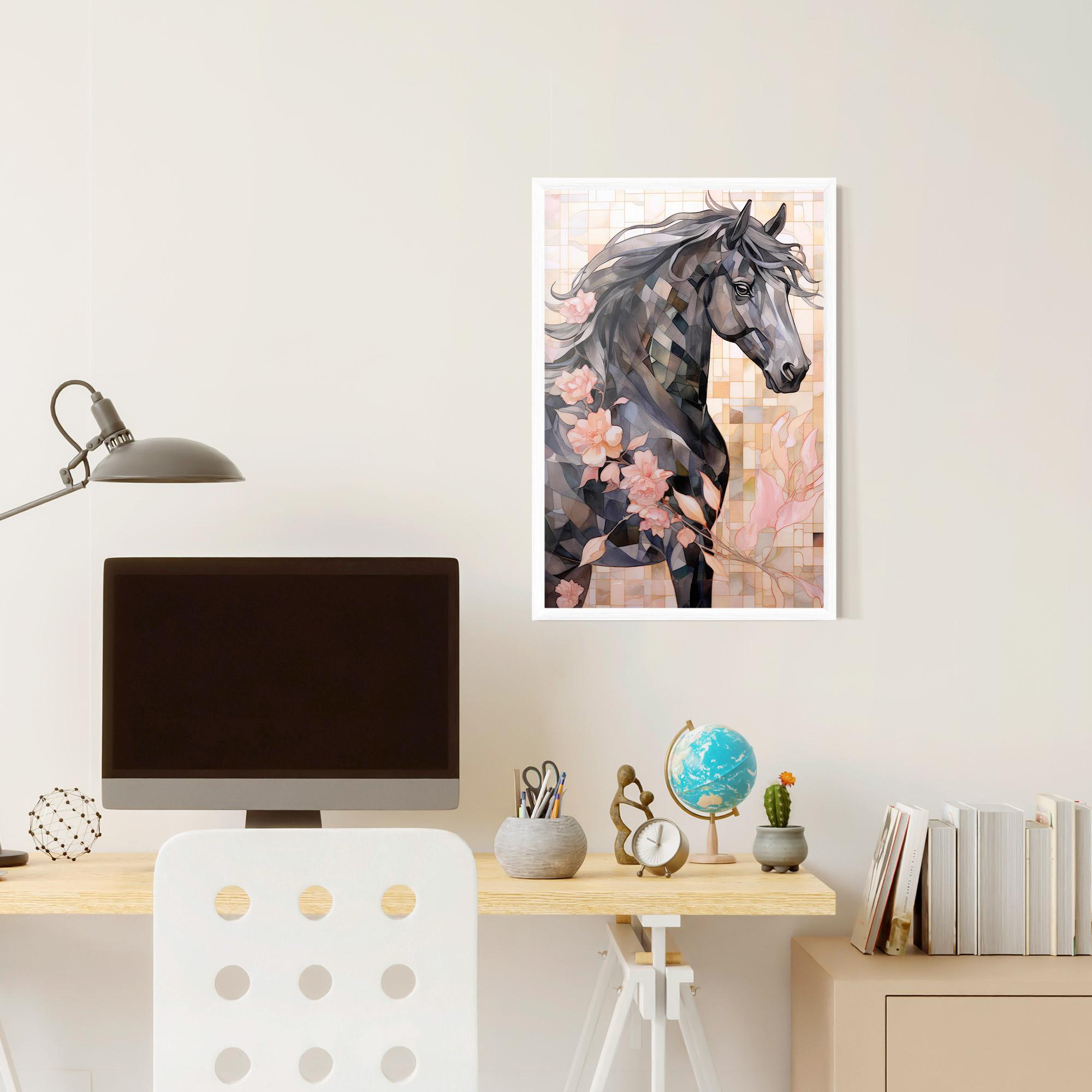 Keretezett Poszter Mosaic Painting Horse mockup 6