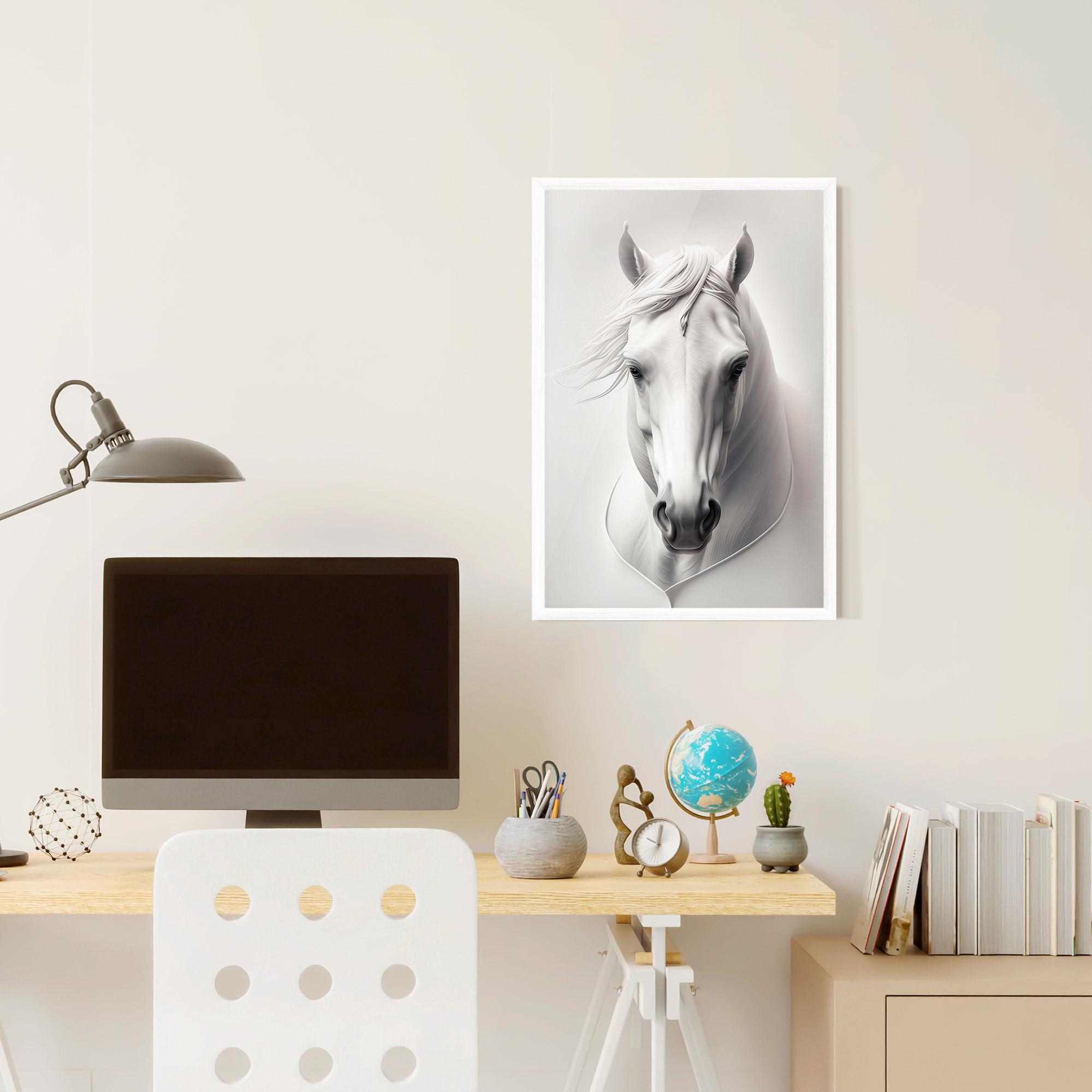Keretezett Poszter White Horse Portrait mockup 6