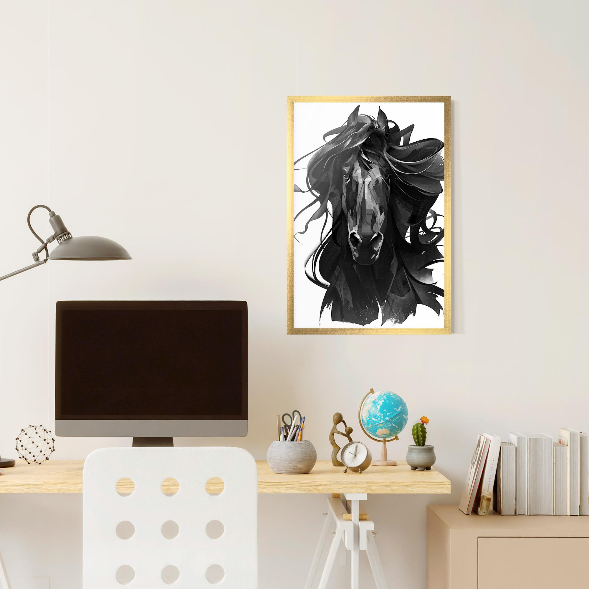 Keretezett Poszter Black Horse Portrait mockup 6