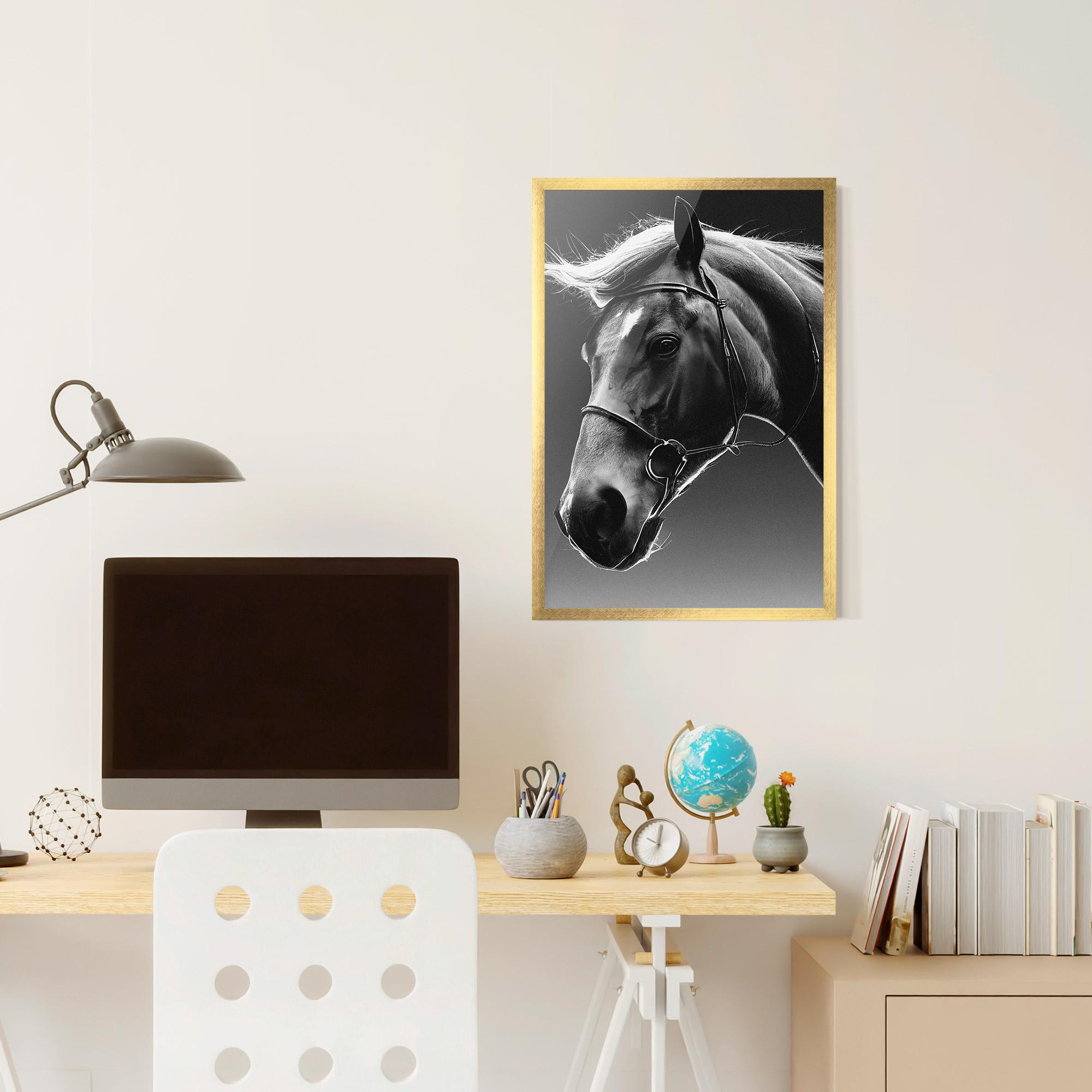Keretezett Poszter Black Horse Profile mockup 6