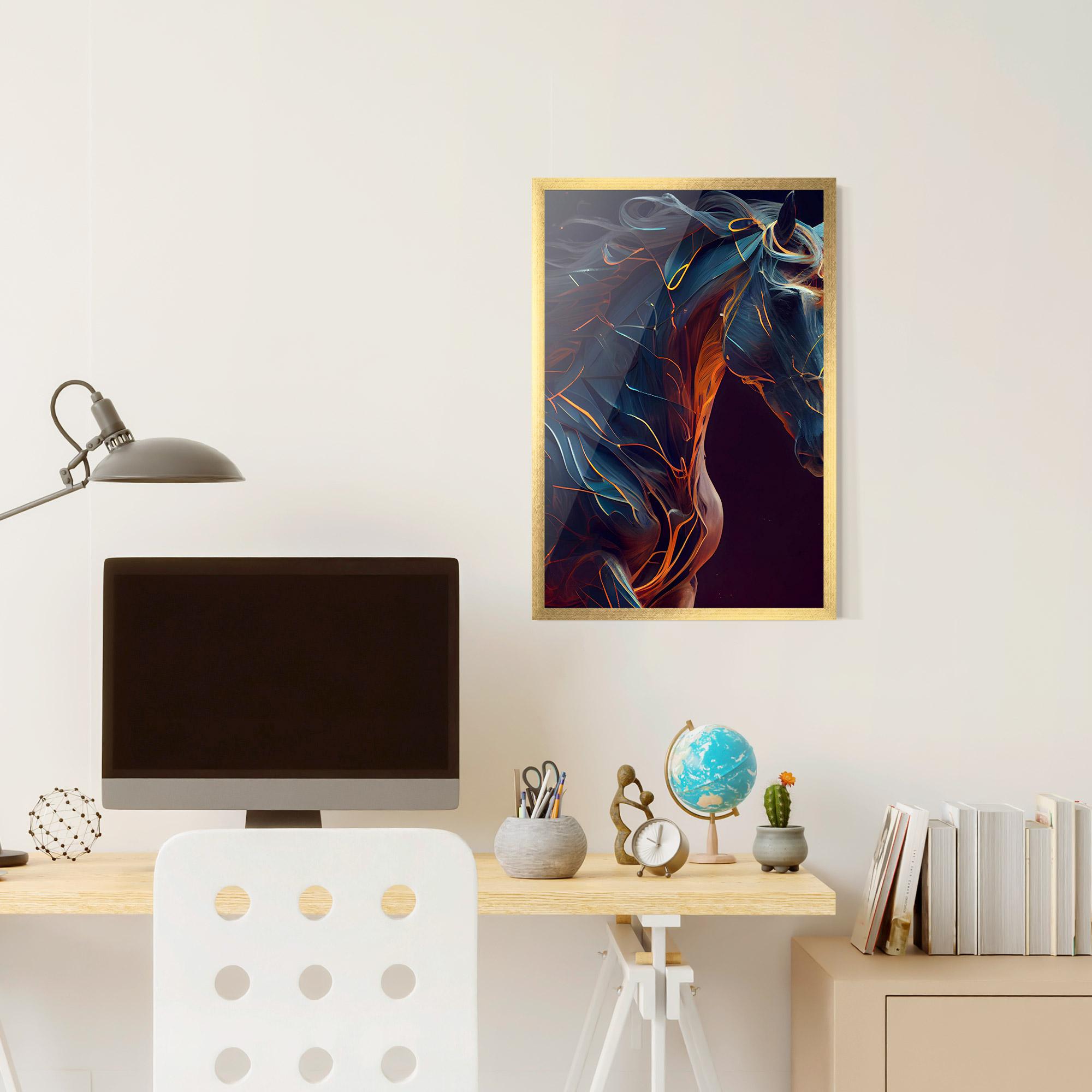 Keretezett Poszter Fire Lines Horse mockup 6