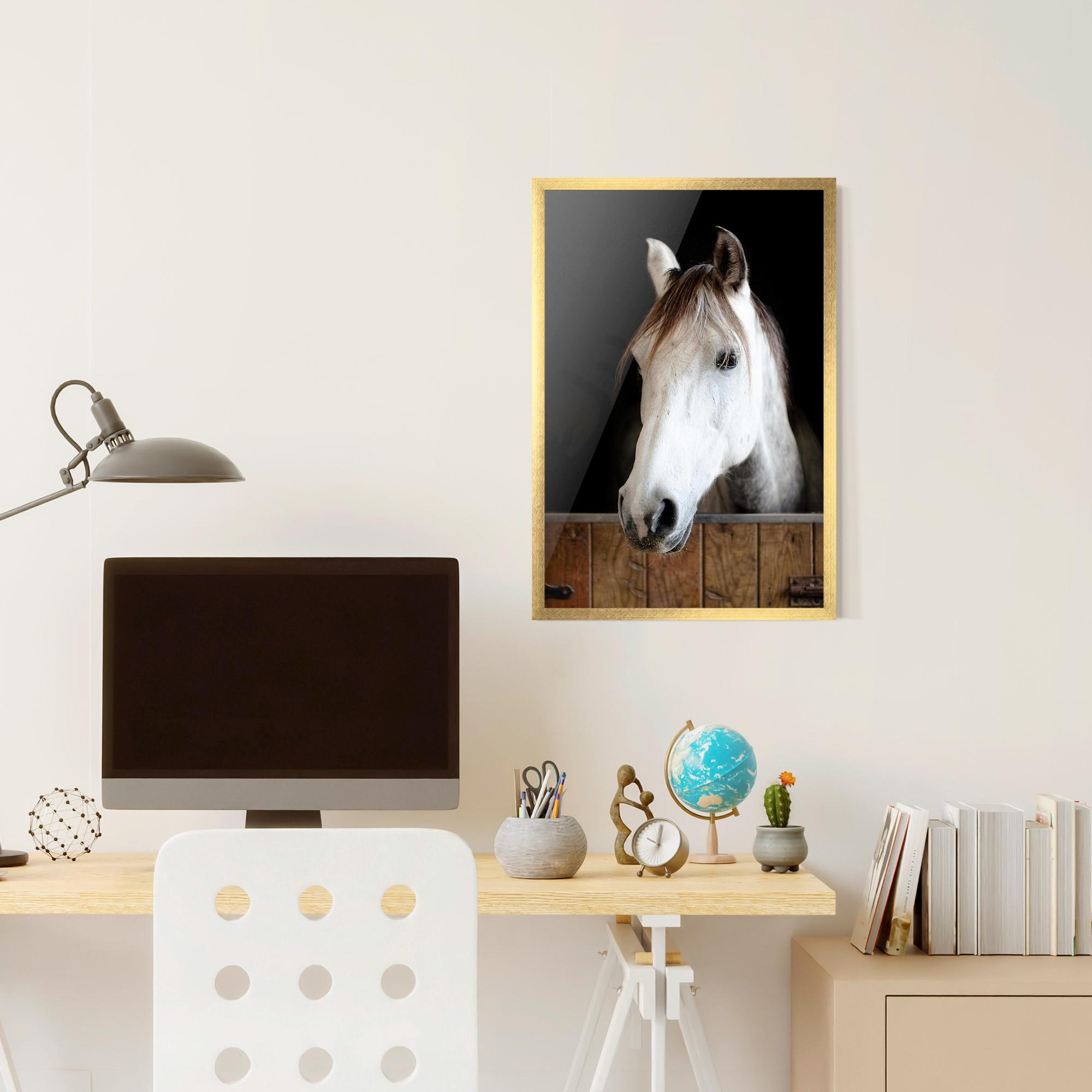 Keretezett Poszter Grey Horse Head mockup 6