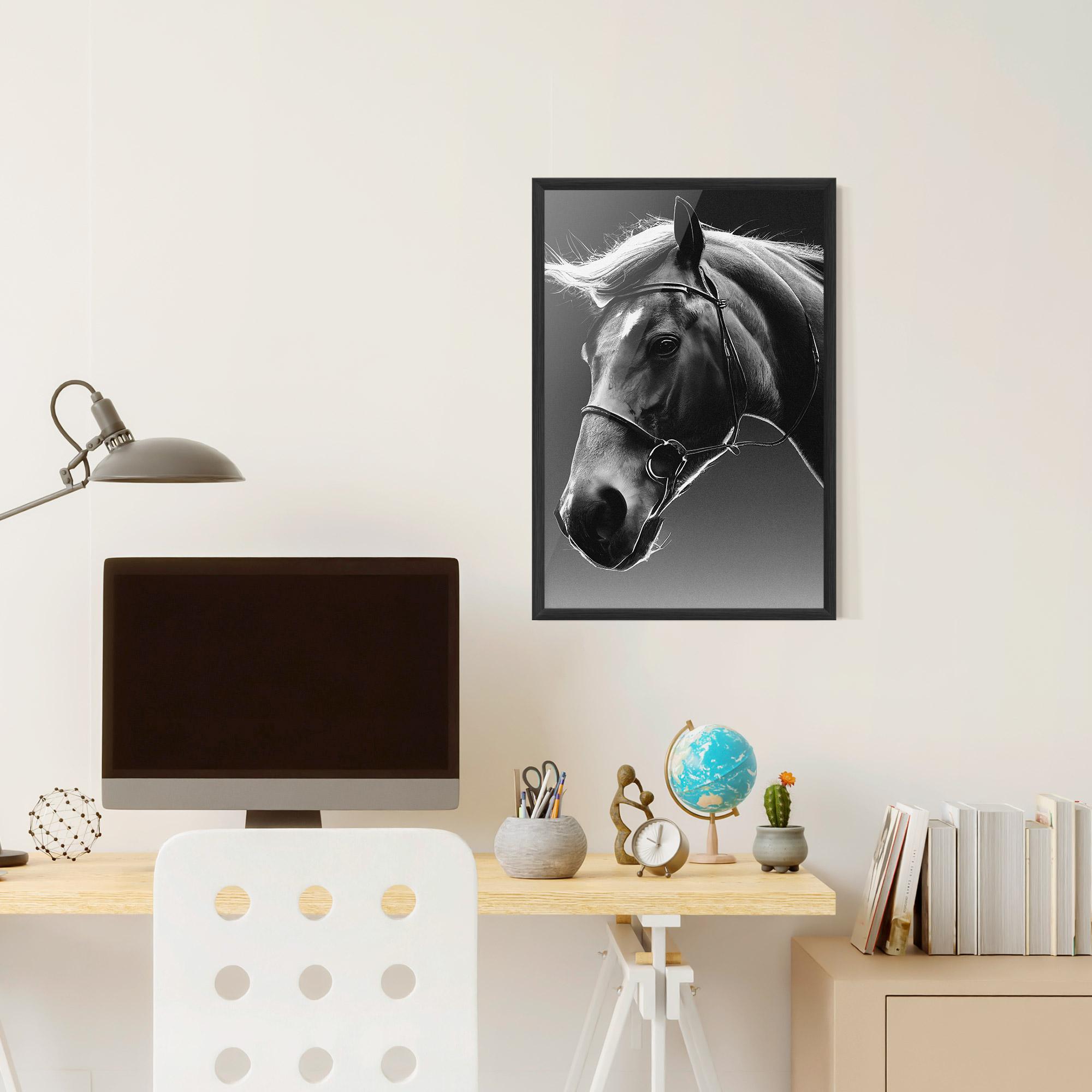 Keretezett Poszter Black Horse Profile mockup 6
