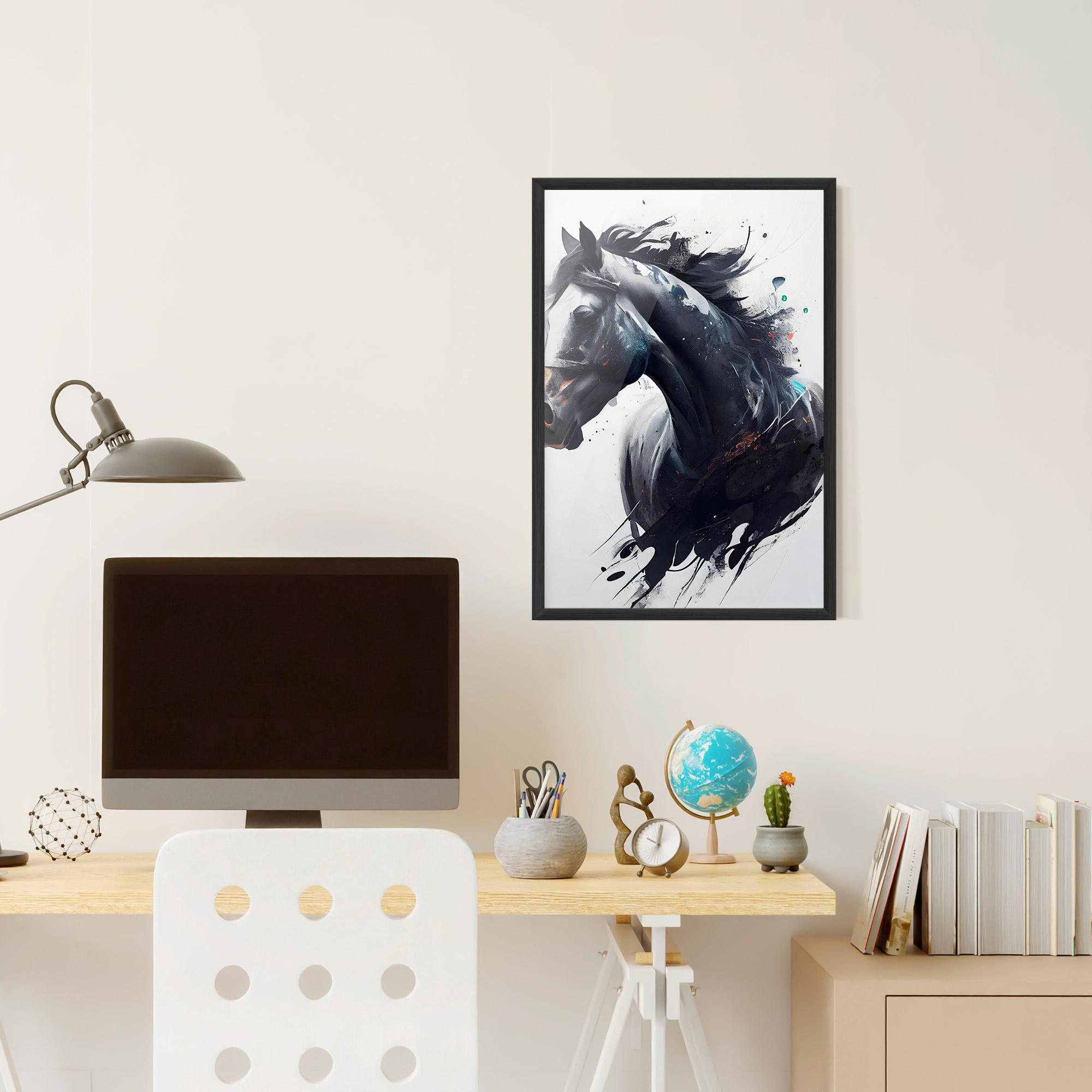 Keretezett Poszter Black Paint Horse mockup 6
